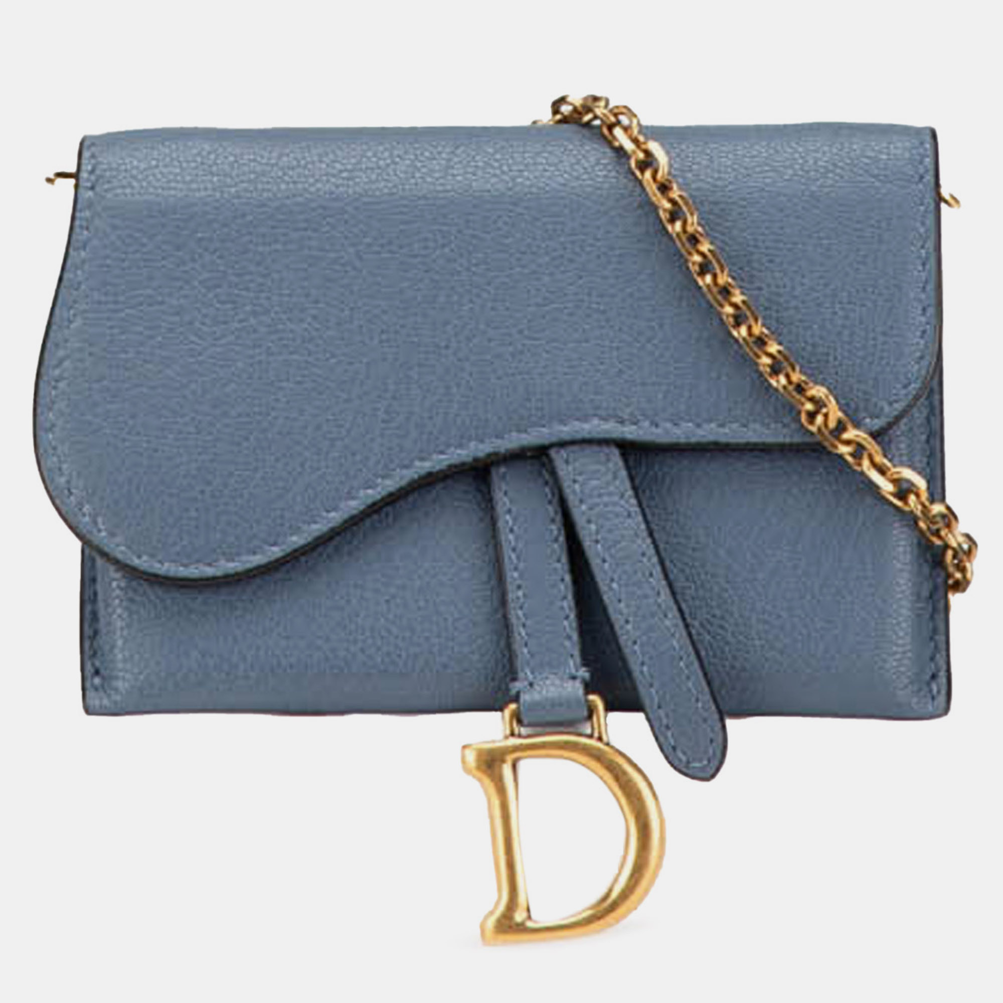 

Dior Blue Nano Goatskin Saddle Chain Pouch