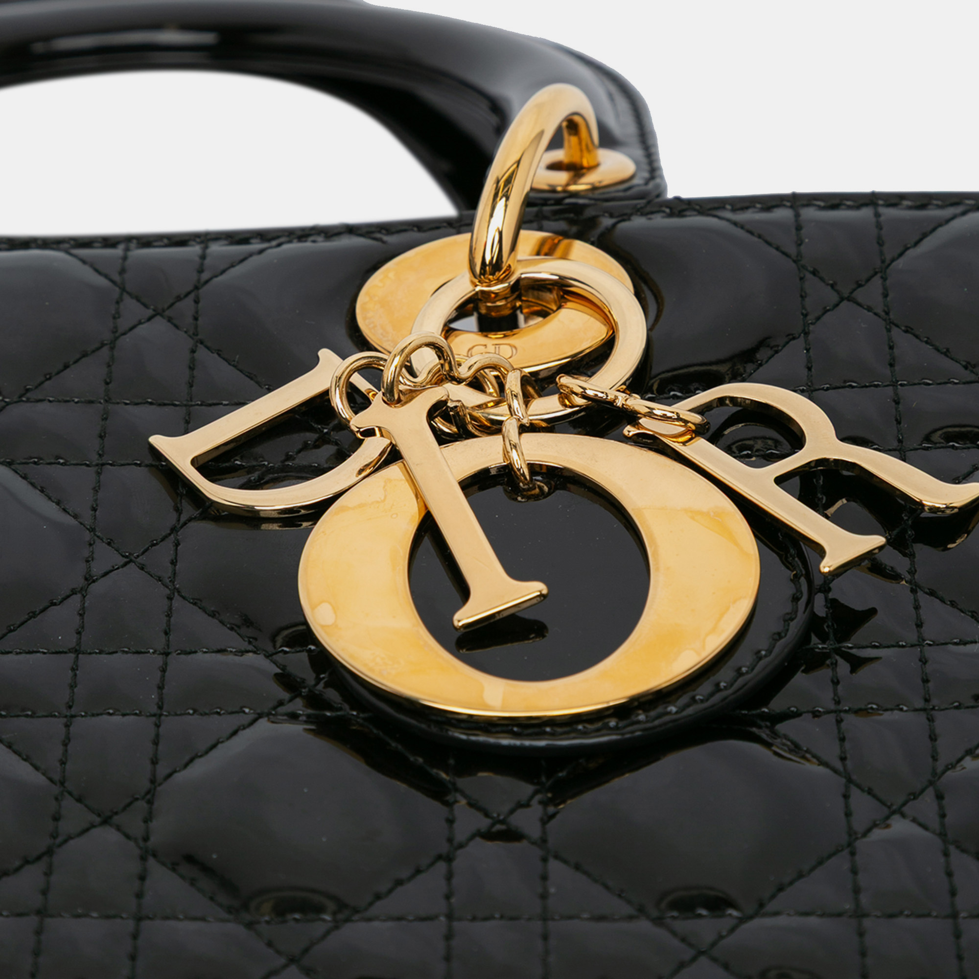 Dior Black Large Patent Cannage Lady Dior 