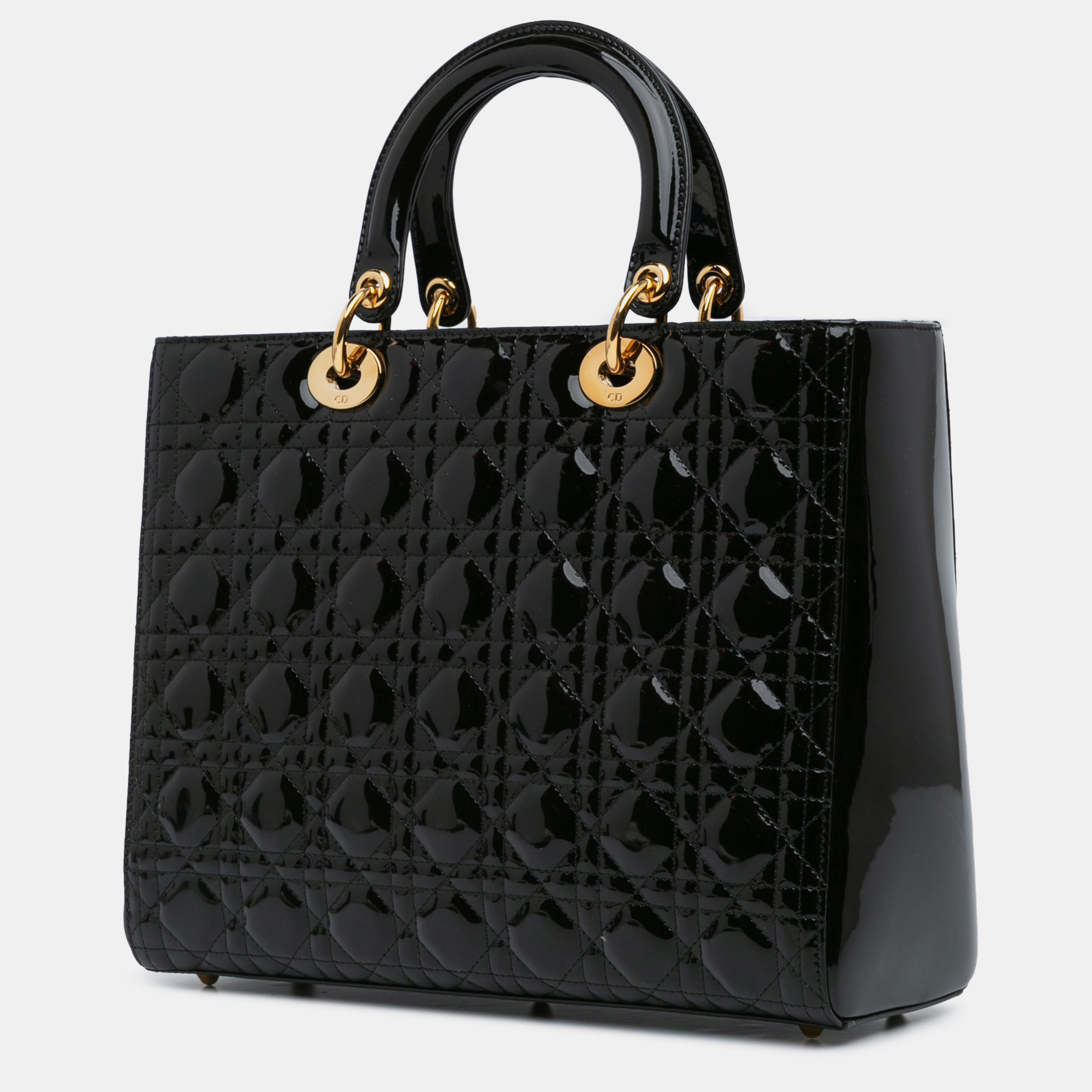 Dior Black Large Patent Cannage Lady Dior 