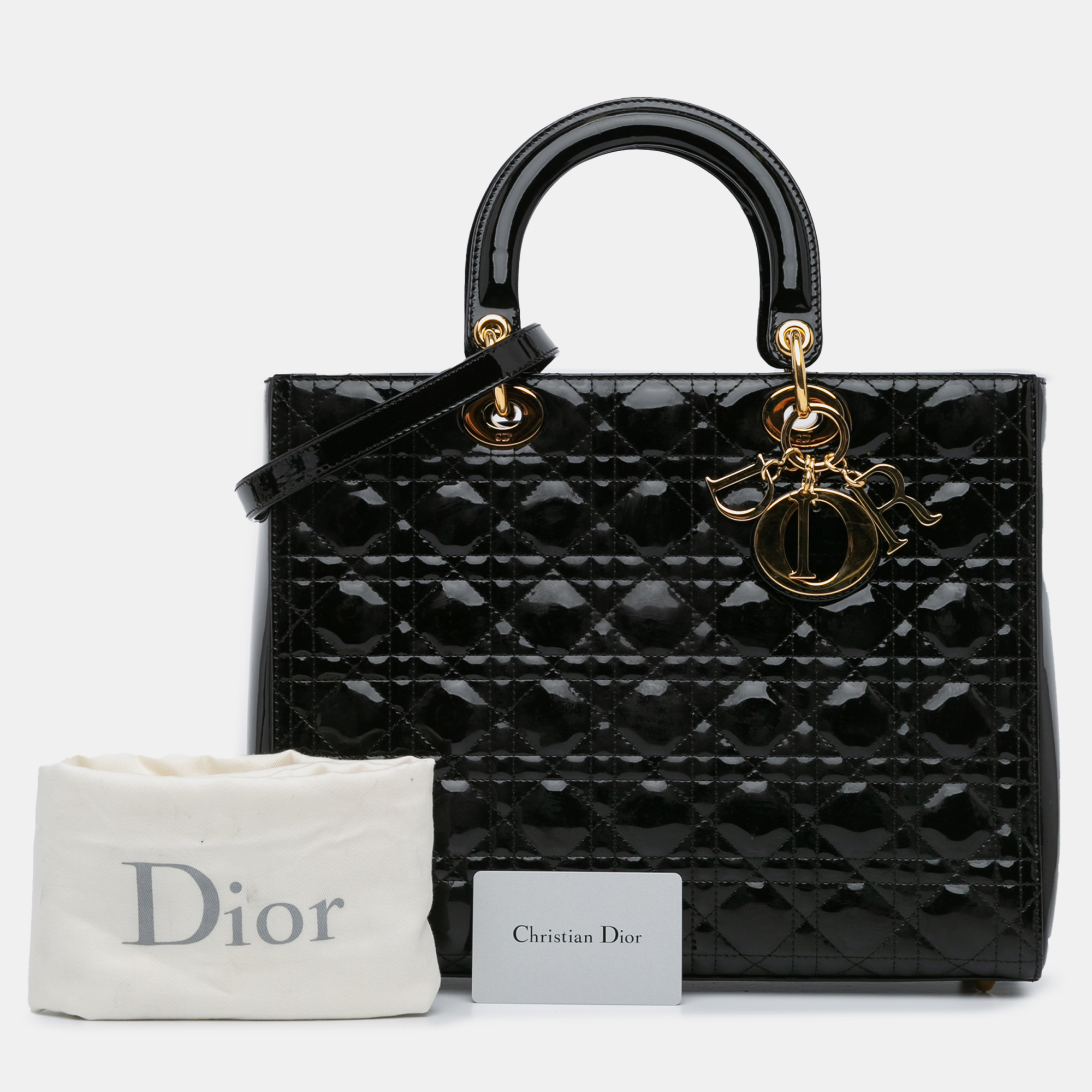 Dior Black Large Patent Cannage Lady Dior 