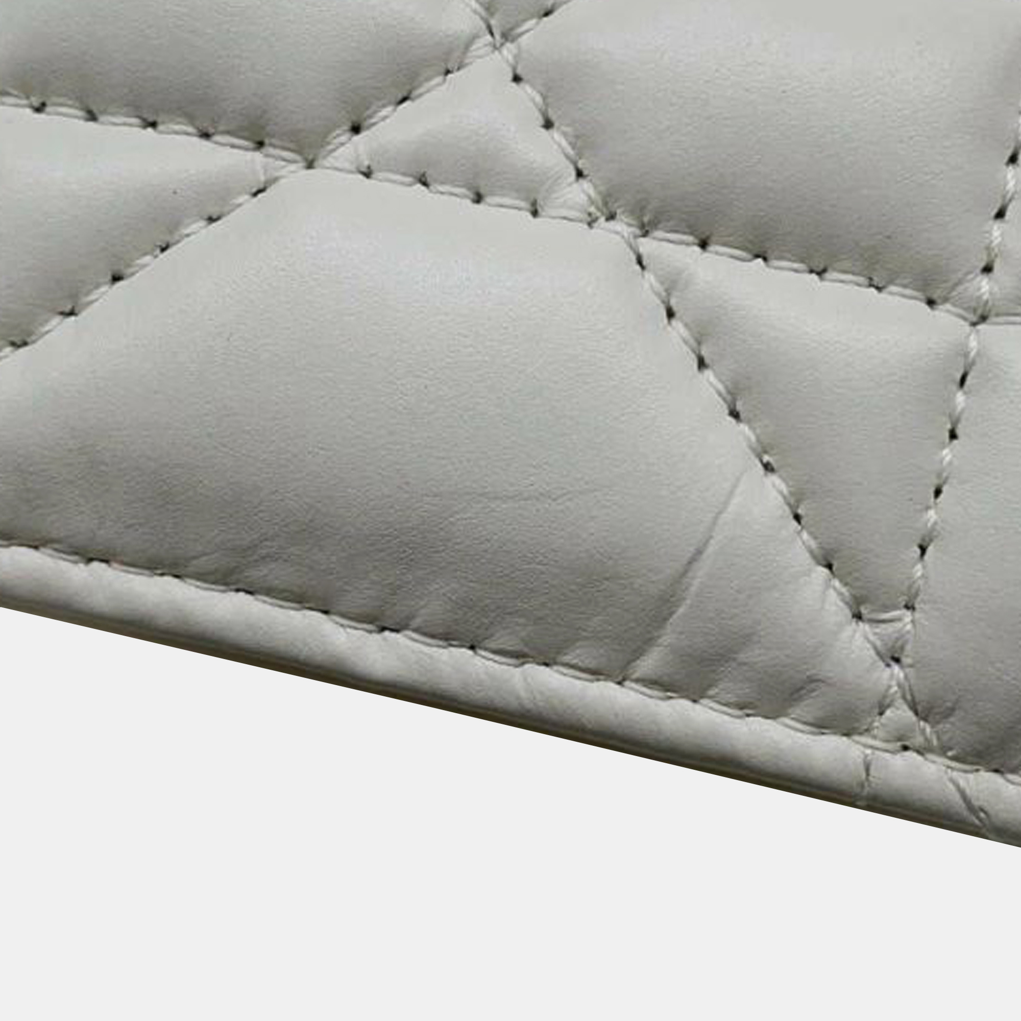 Dior White Caflskin Macrocannage Caro Box Bag 