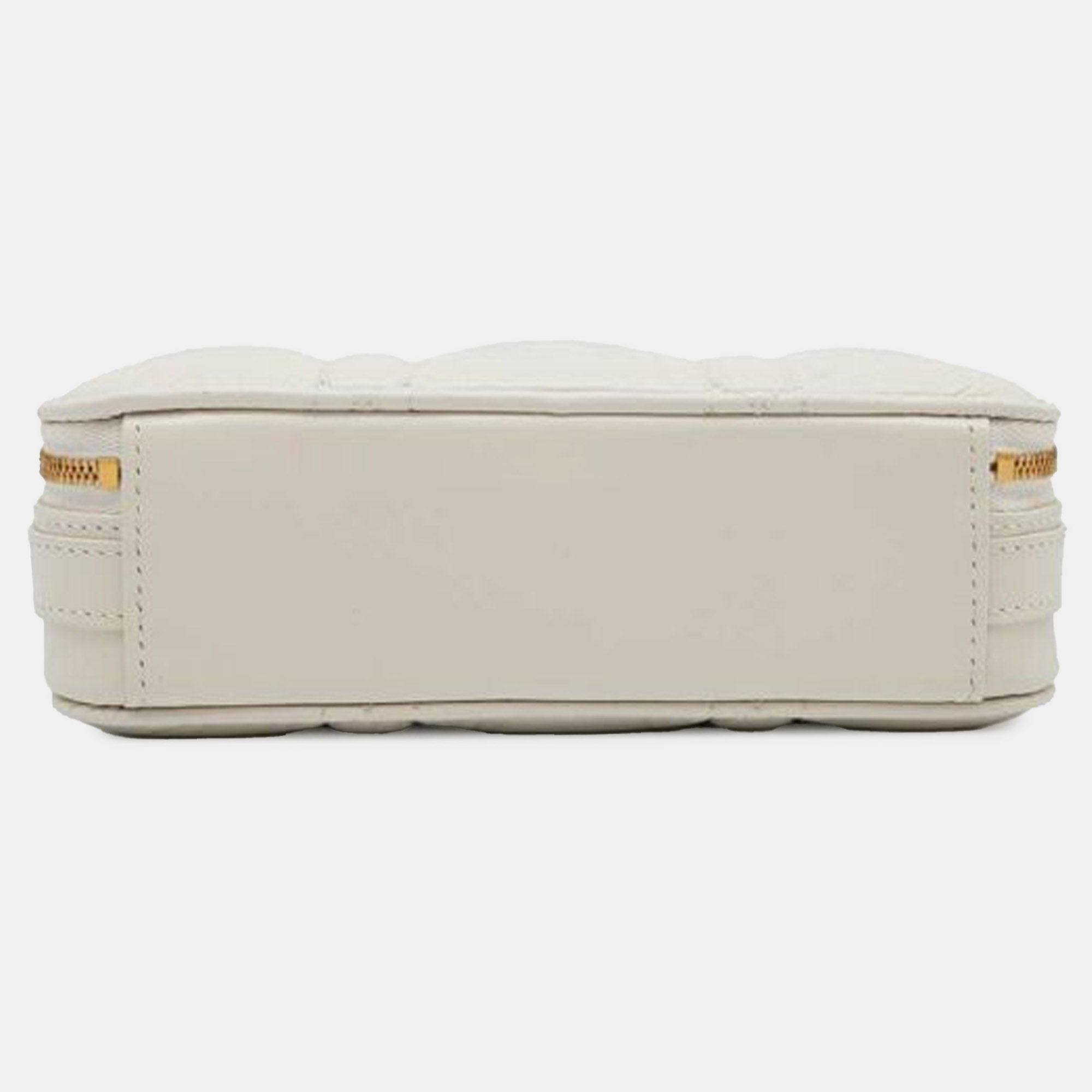 Dior White Caflskin Macrocannage Caro Box Bag 