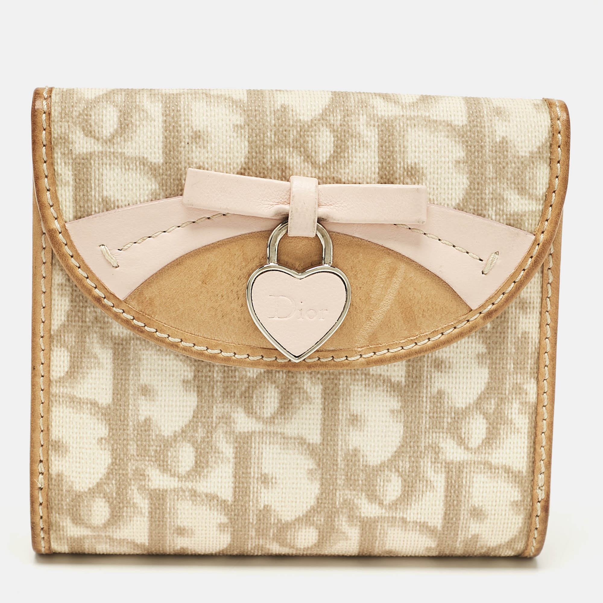 

Dior Beige Oblique Coated Canvas and Leather Romantique Compact Wallet