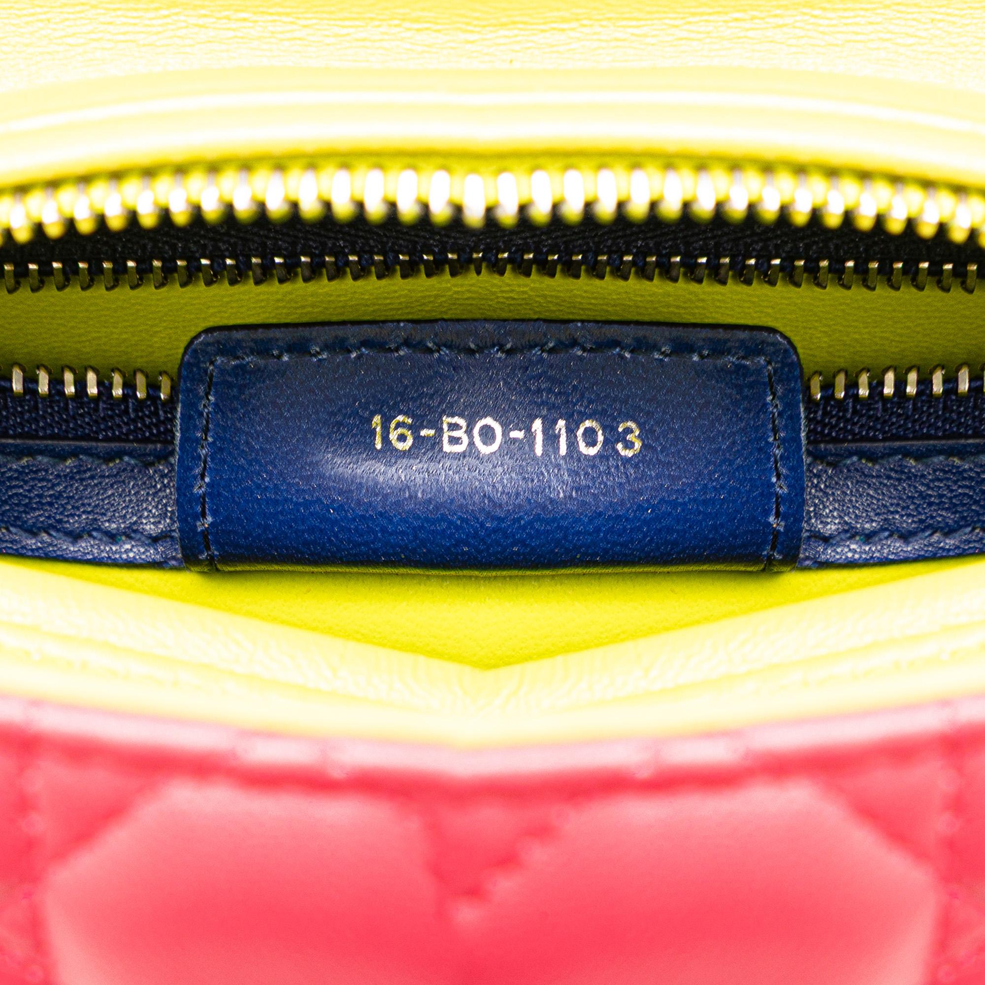 Dior Pink Medium Tricolor Lambskin Cannage Lady Dior Tote 