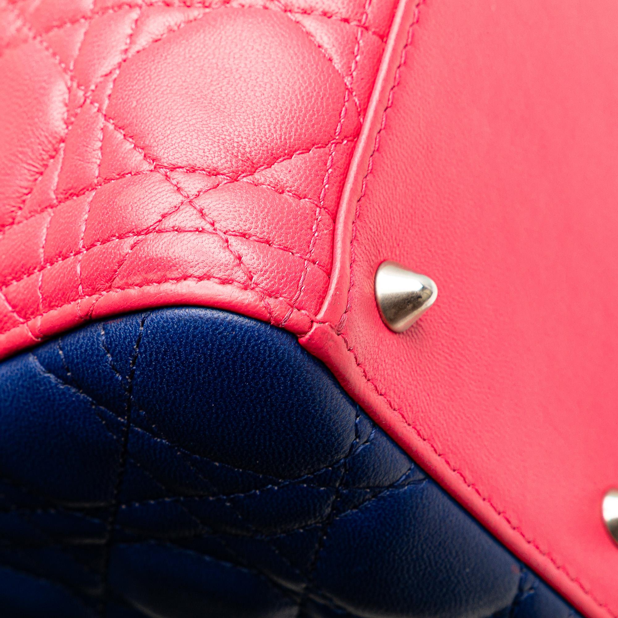 Dior Pink Medium Tricolor Lambskin Cannage Lady Dior Tote 