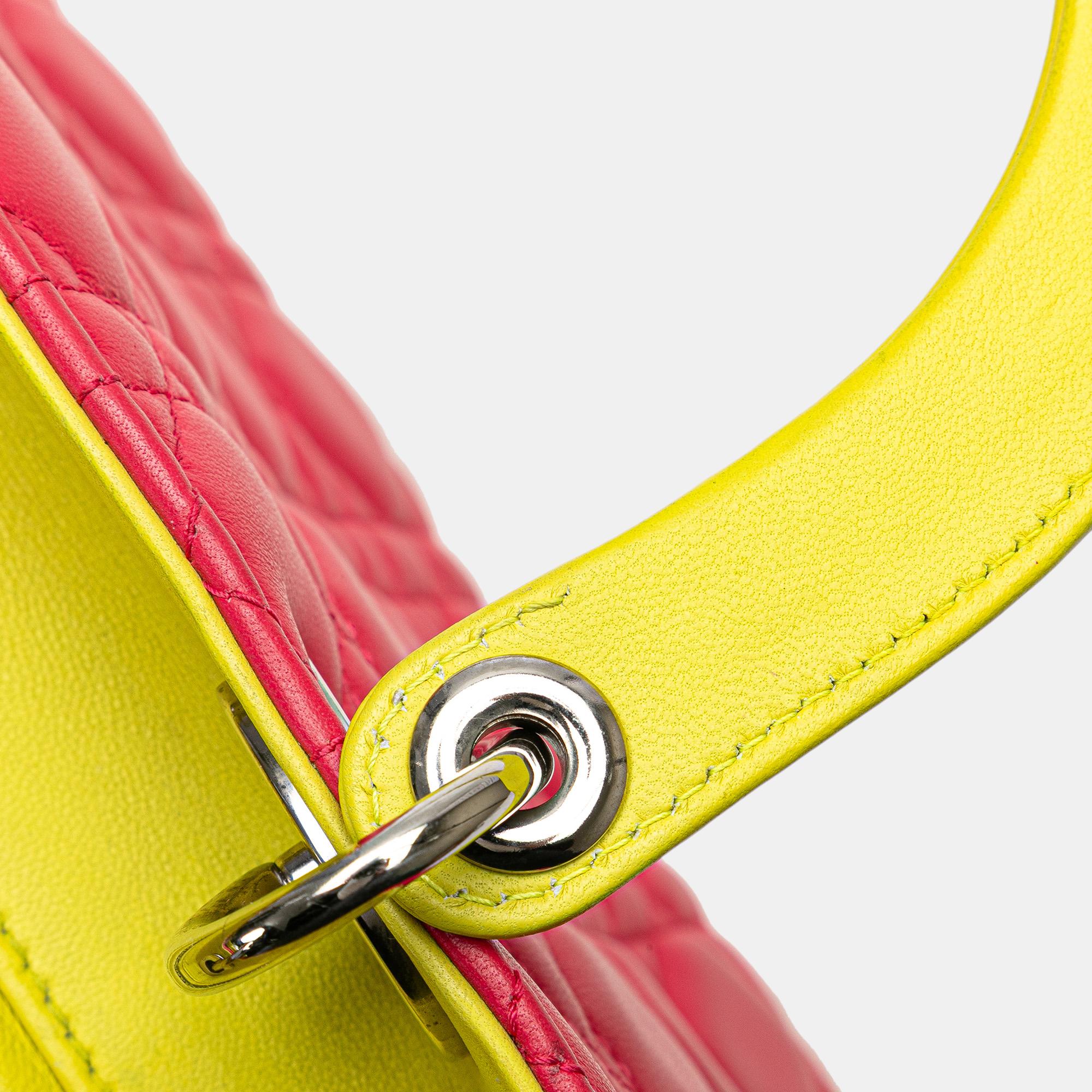 Dior Pink Medium Tricolor Lambskin Cannage Lady Dior Tote 