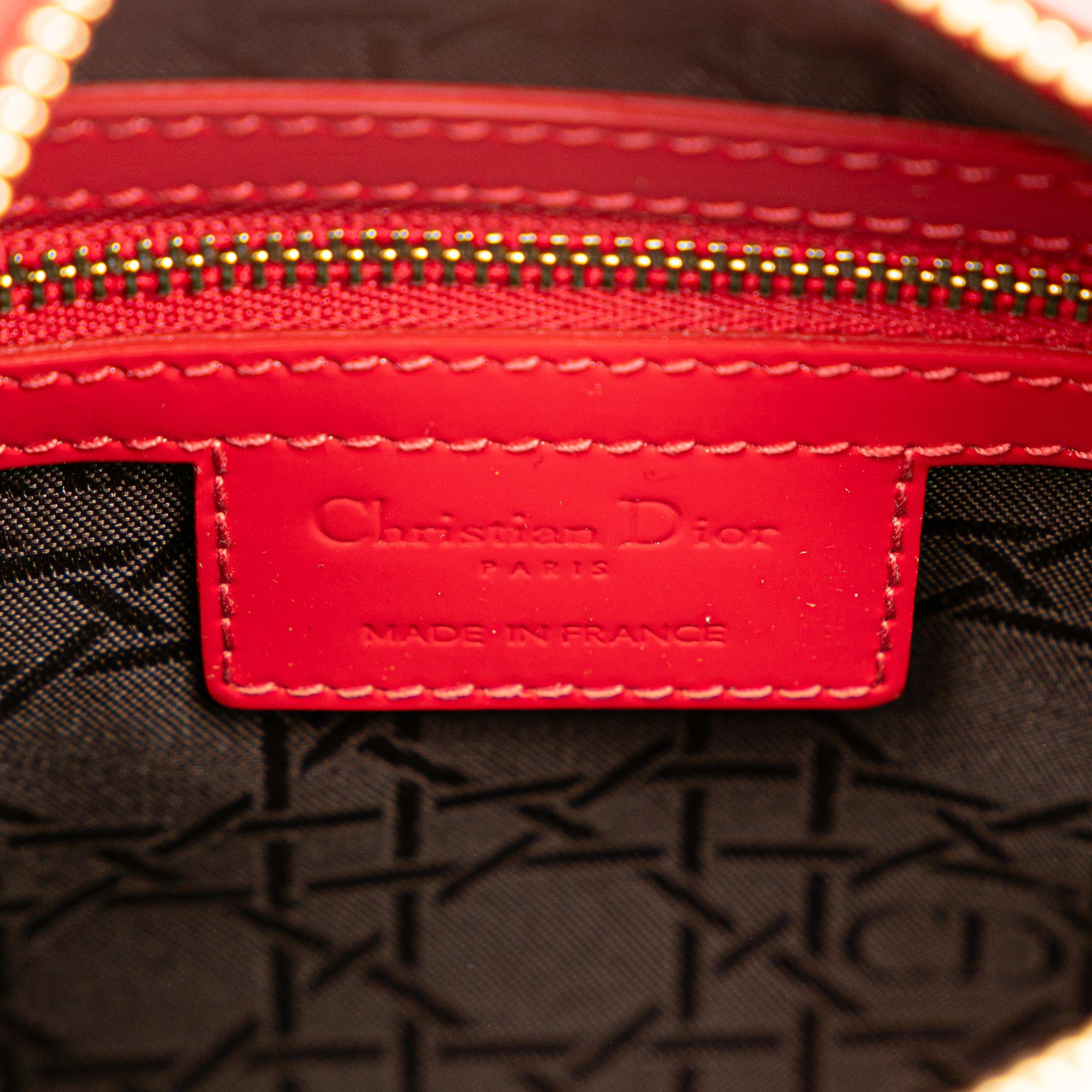 Dior Red Medium Patent Cannage Lady Dior 