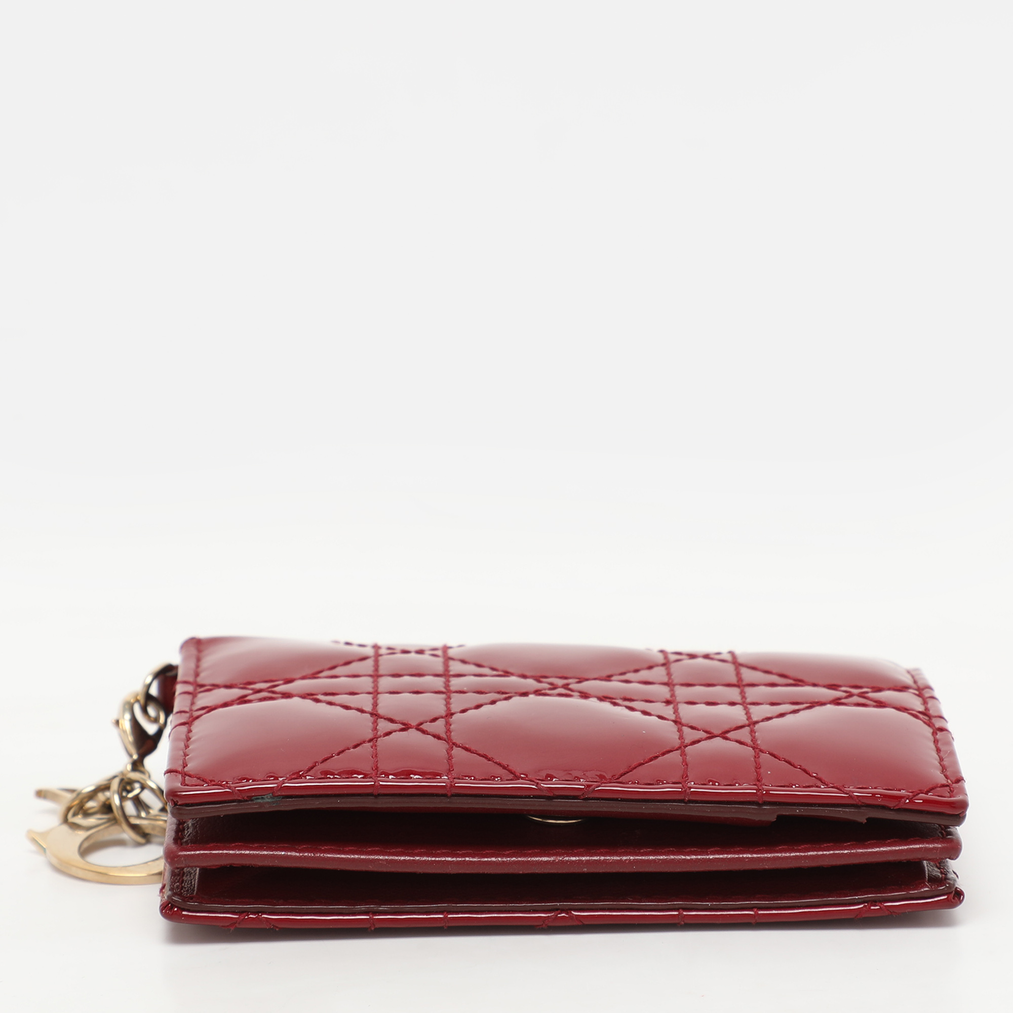Dior Red Patent Leather Lady Dior Card Holder 