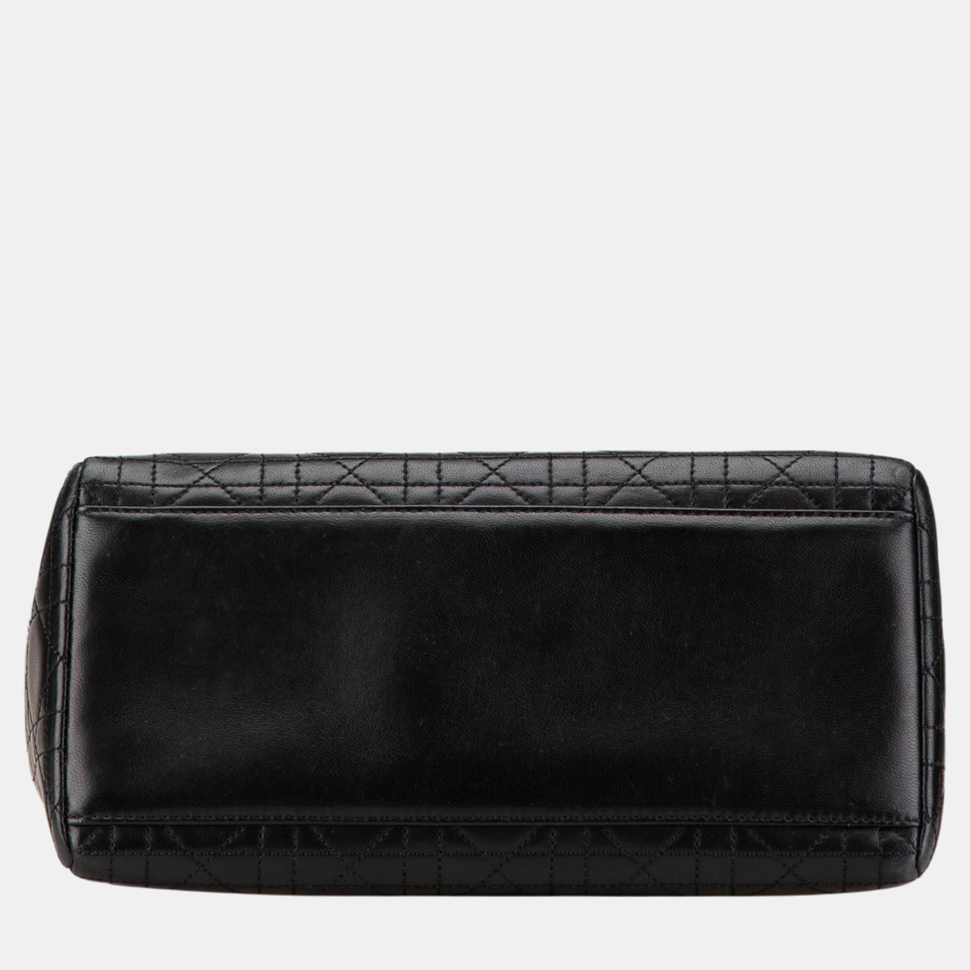 Dior Black Medium Lambskin Cannage Lady Dior 