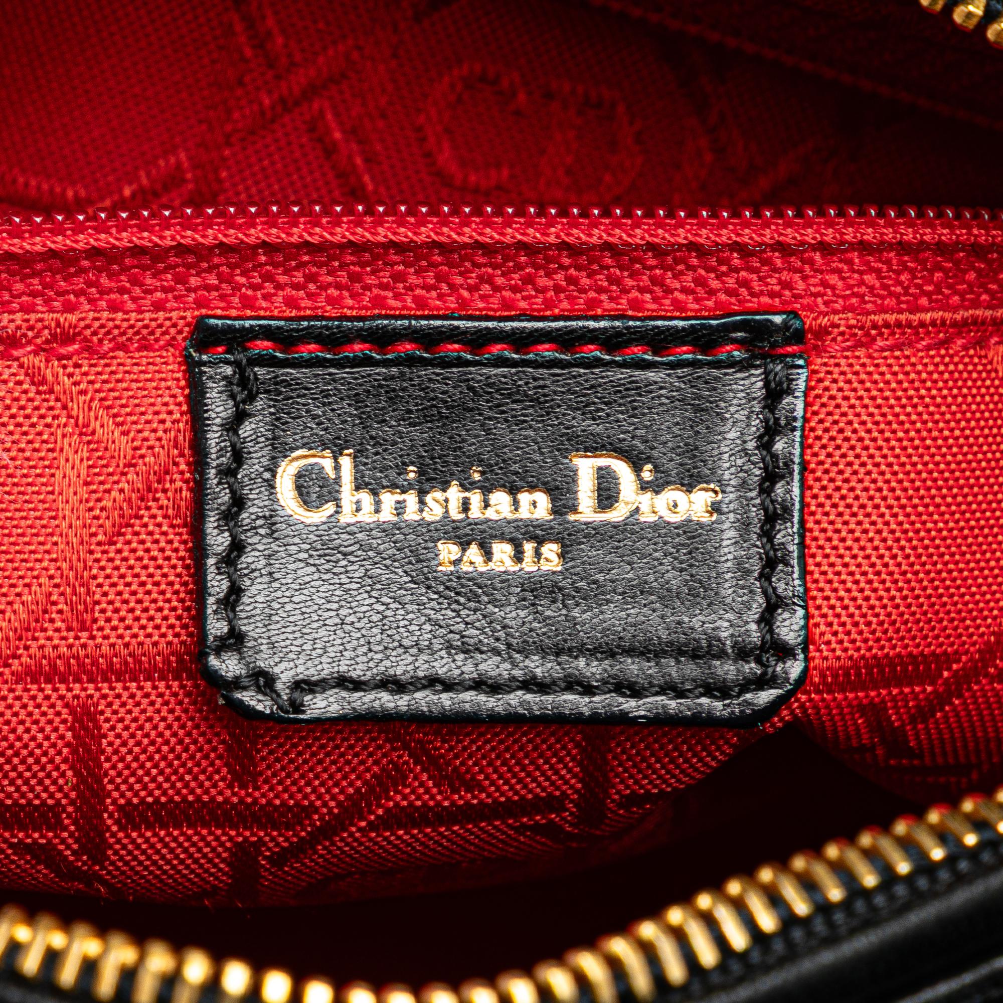 Dior Black Medium Lambskin Cannage Lady Dior 