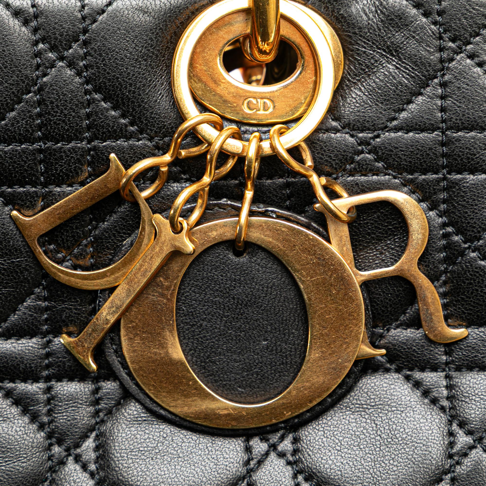 Dior Black Medium Lambskin Cannage Lady Dior 