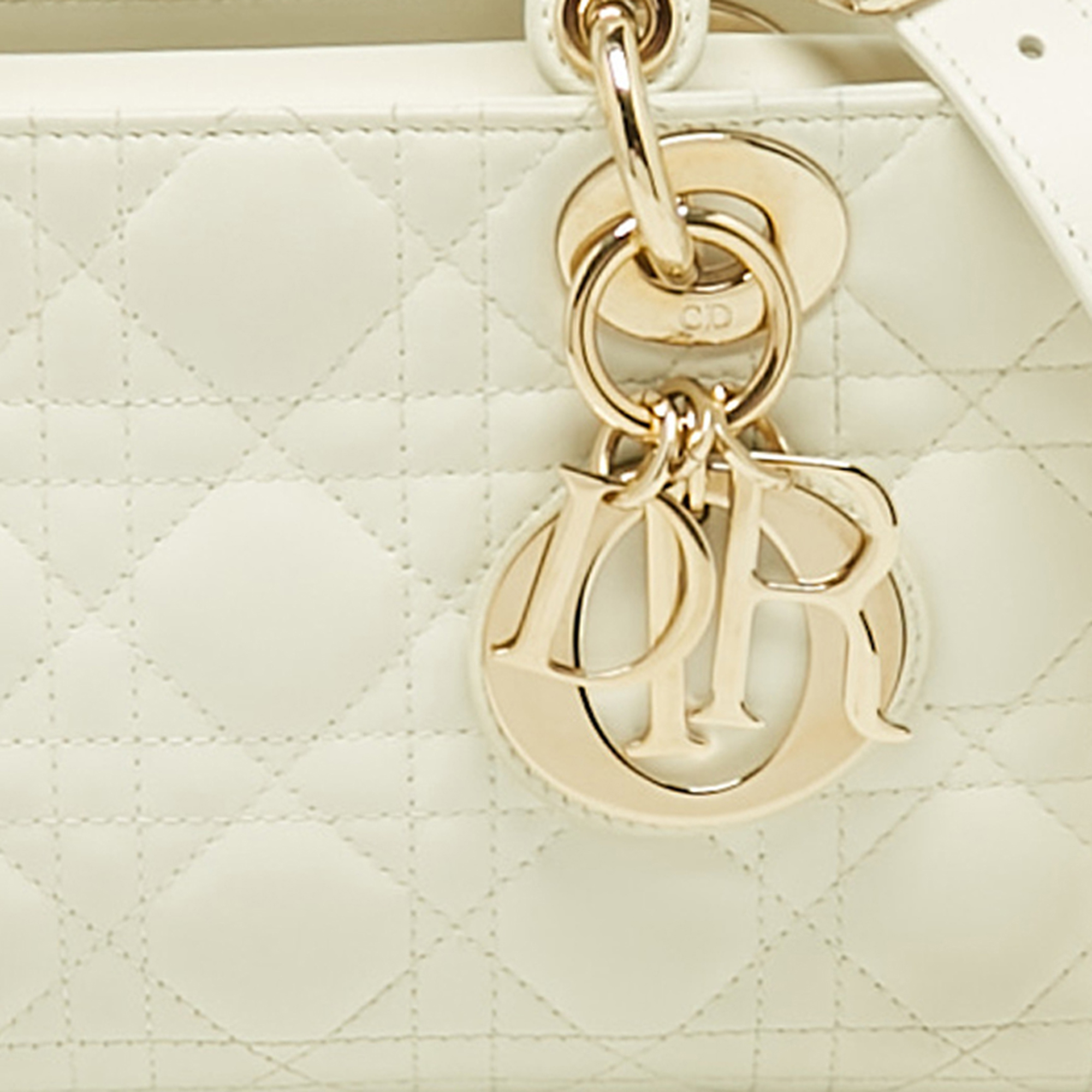 Dior White Cannage Leather Medium Lady D-Joy Tote 