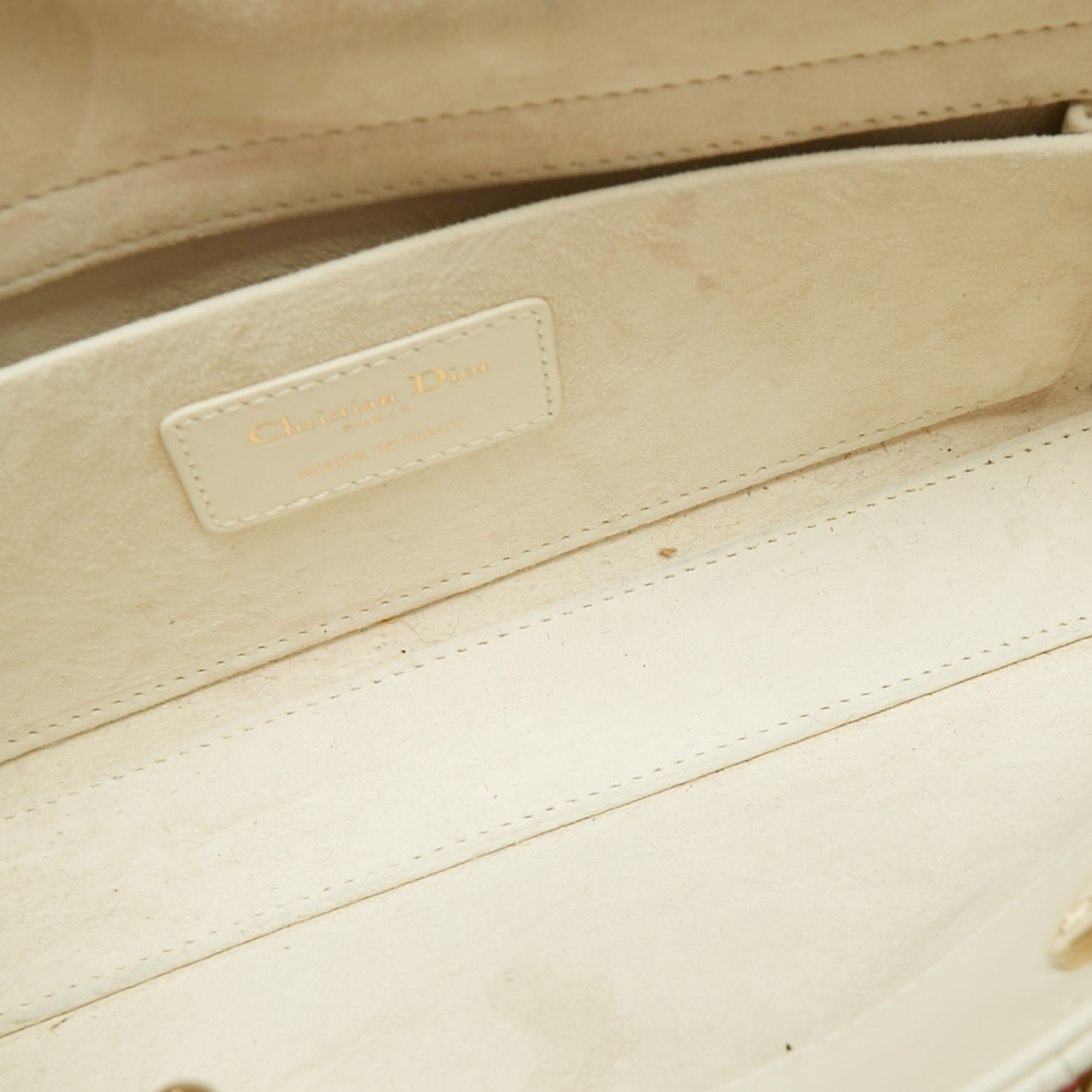 Dior White Cannage Leather Medium Lady D-Joy Tote 