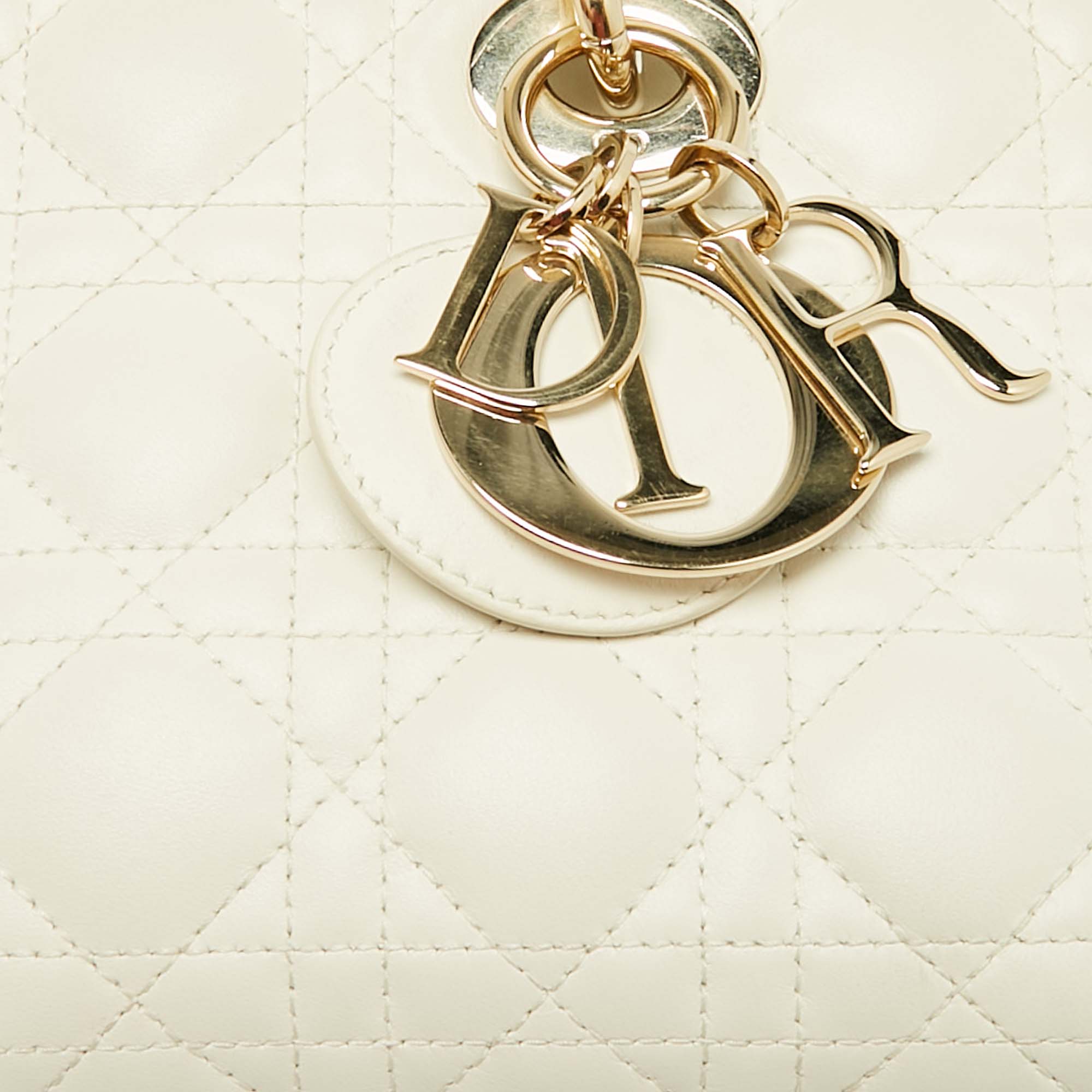 Dior White Cannage Leather Medium Lady D-Joy Tote 