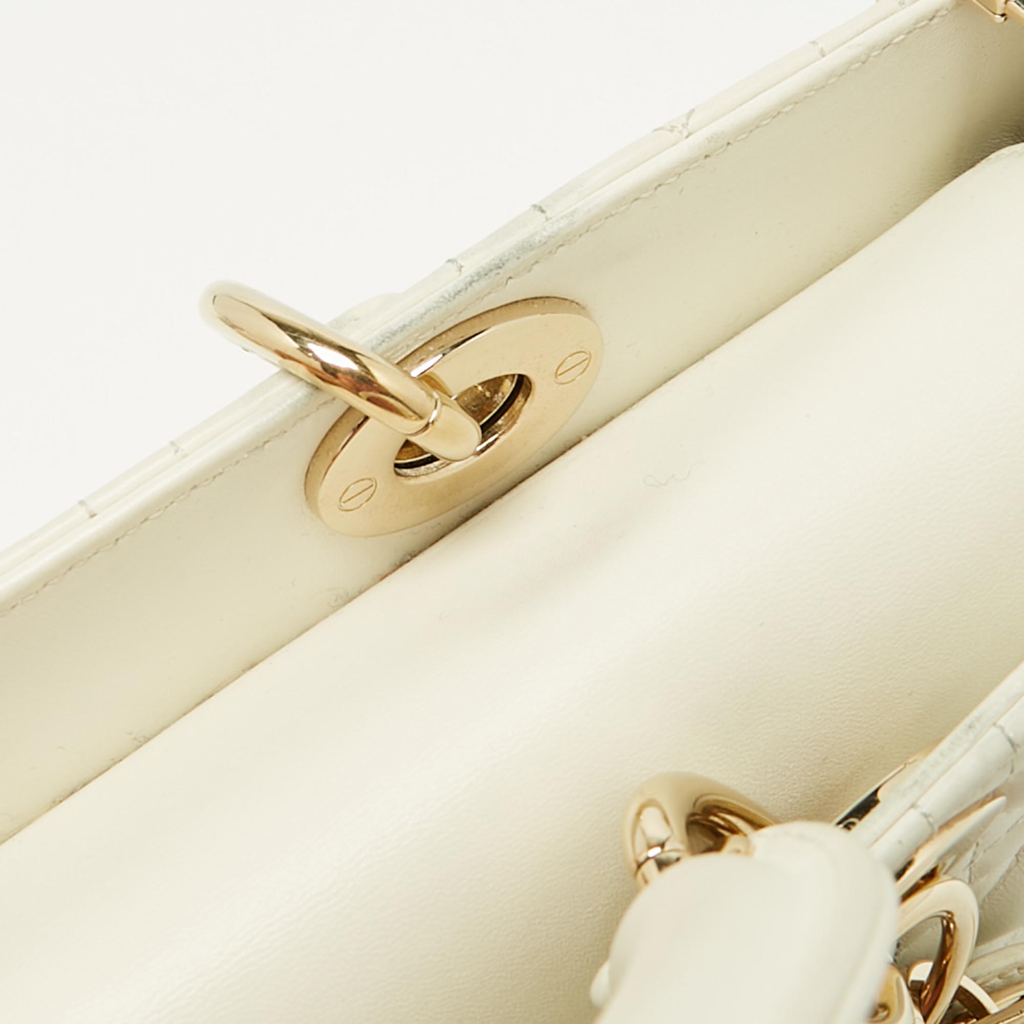 Dior White Cannage Leather Medium Lady D-Joy Tote 