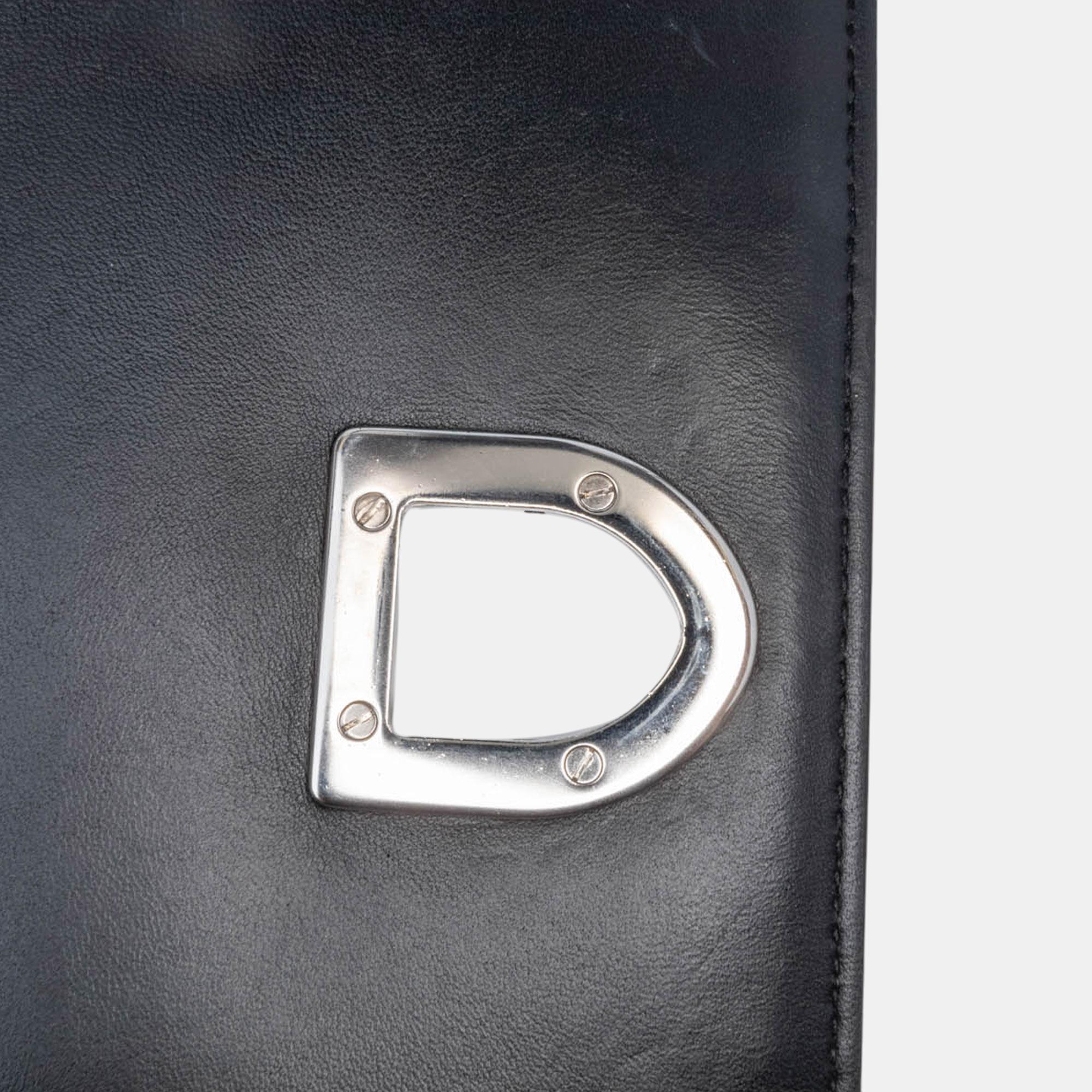 Dior Black Medium Embroidered Calfskin Diorama Flap Bag 
