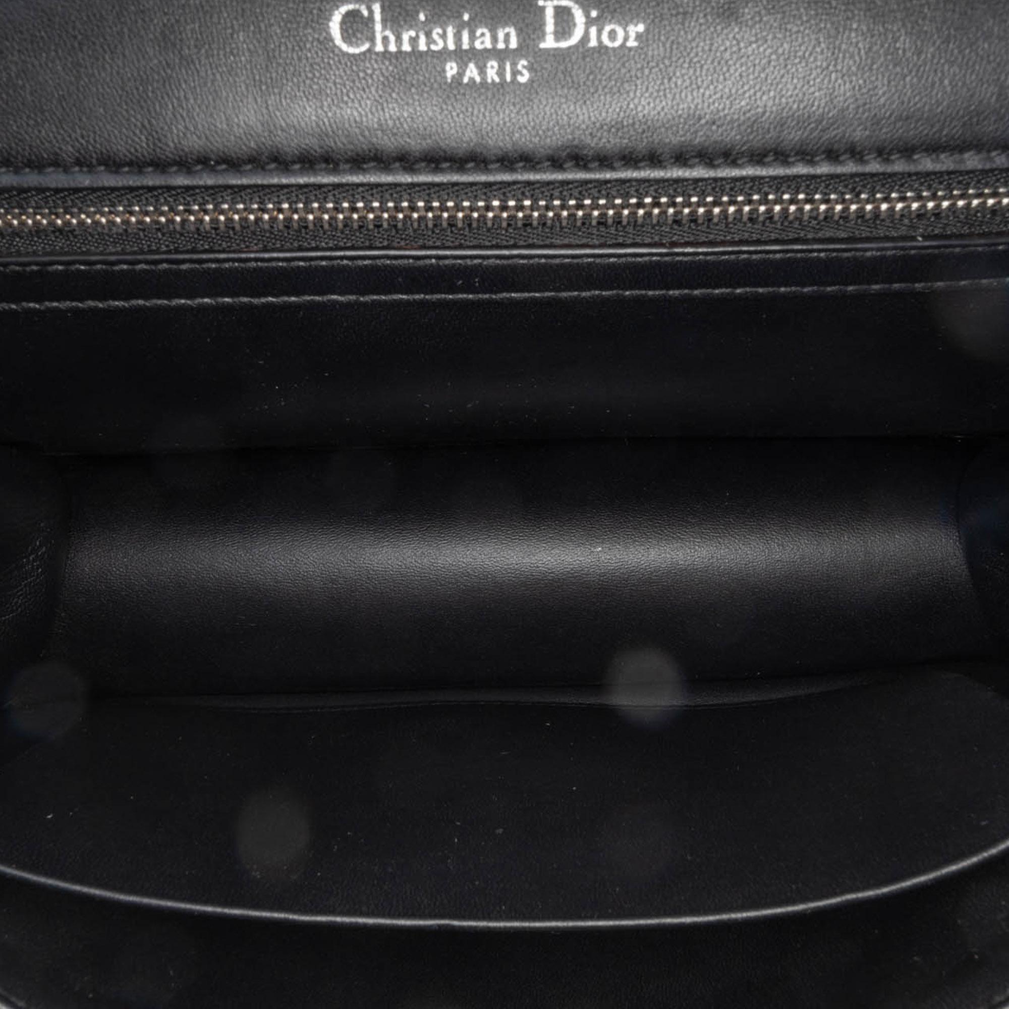 Dior Black Medium Embroidered Calfskin Diorama Flap Bag 