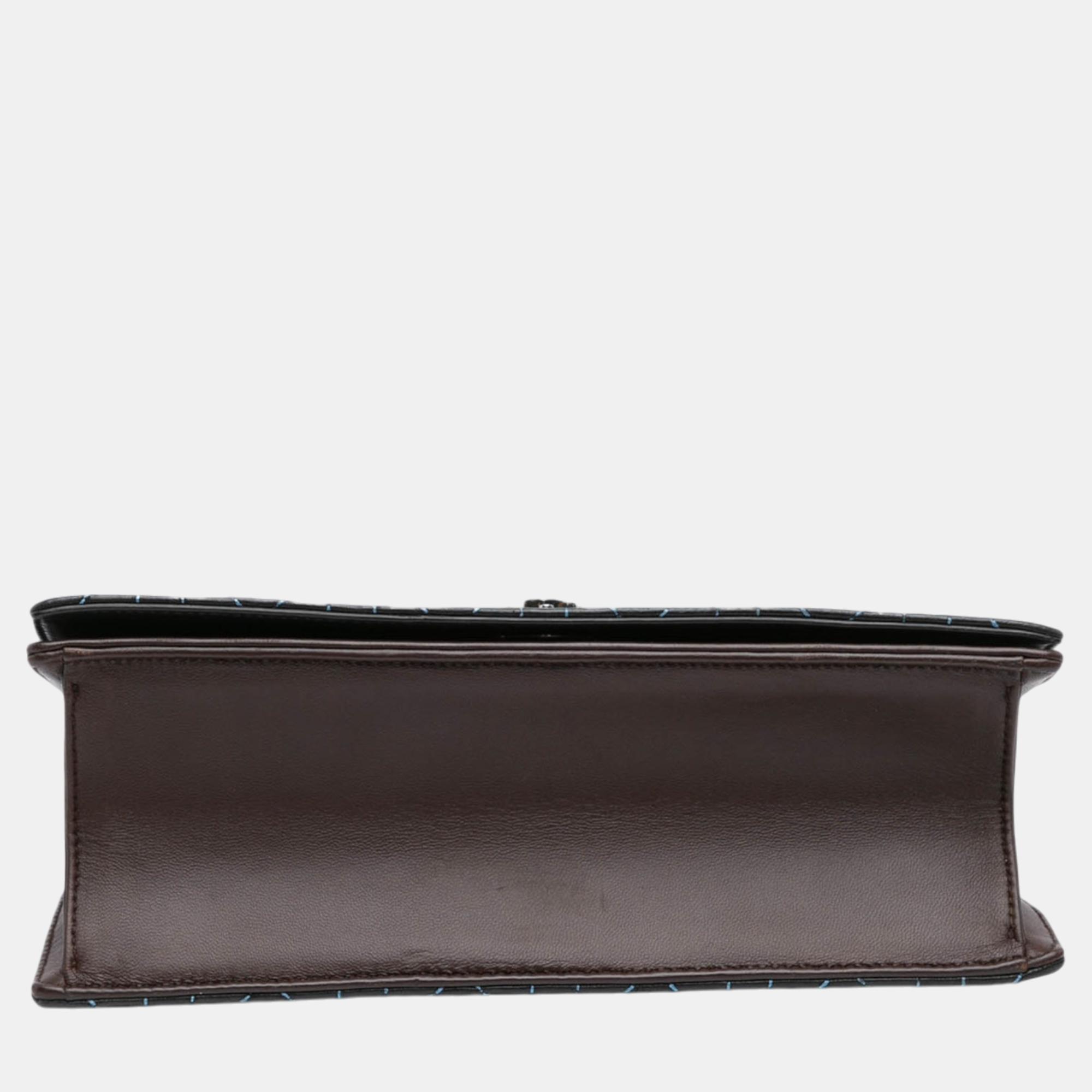 Dior Black Medium Embroidered Calfskin Diorama Flap Bag 