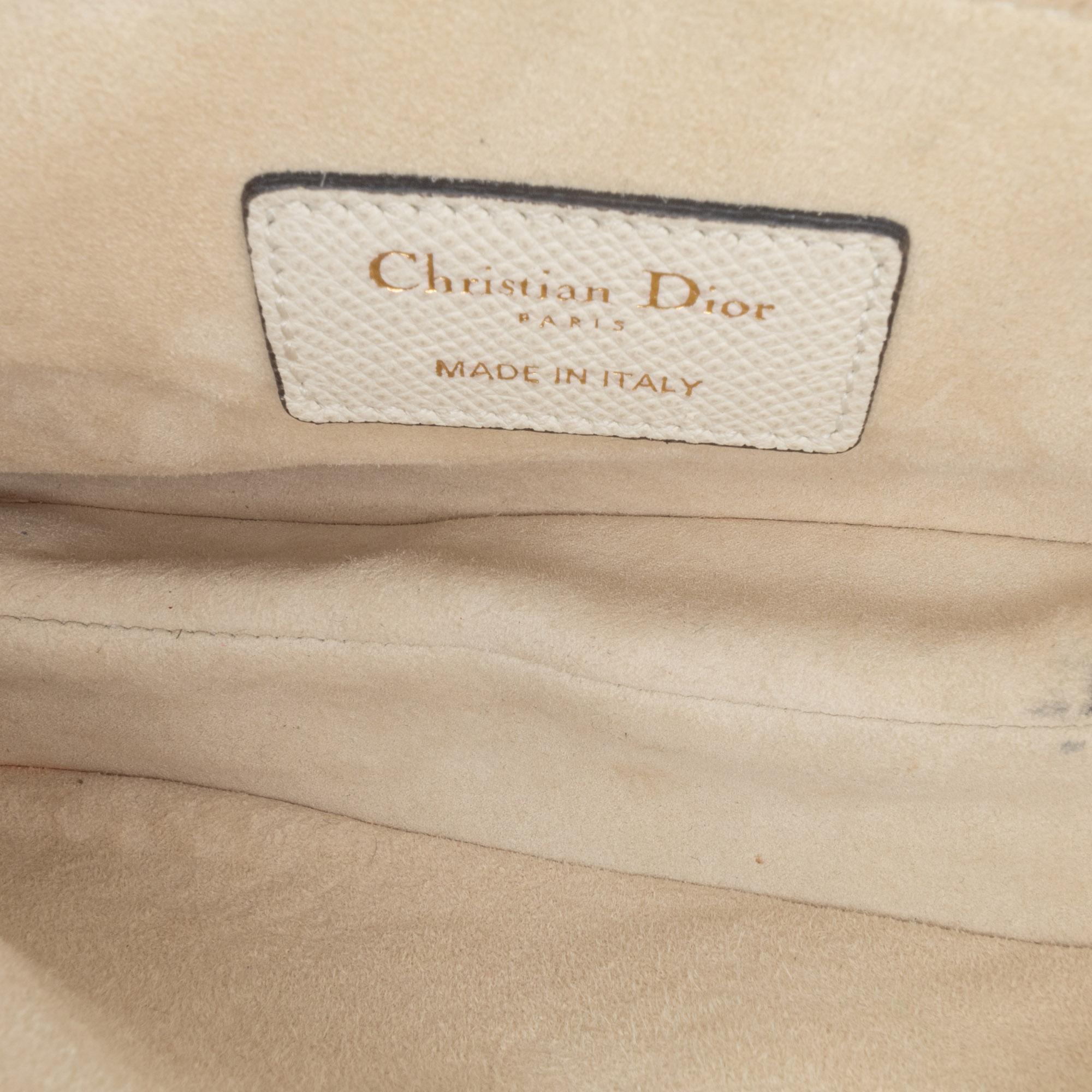 Dior White Mini Leather Saddle Bag 