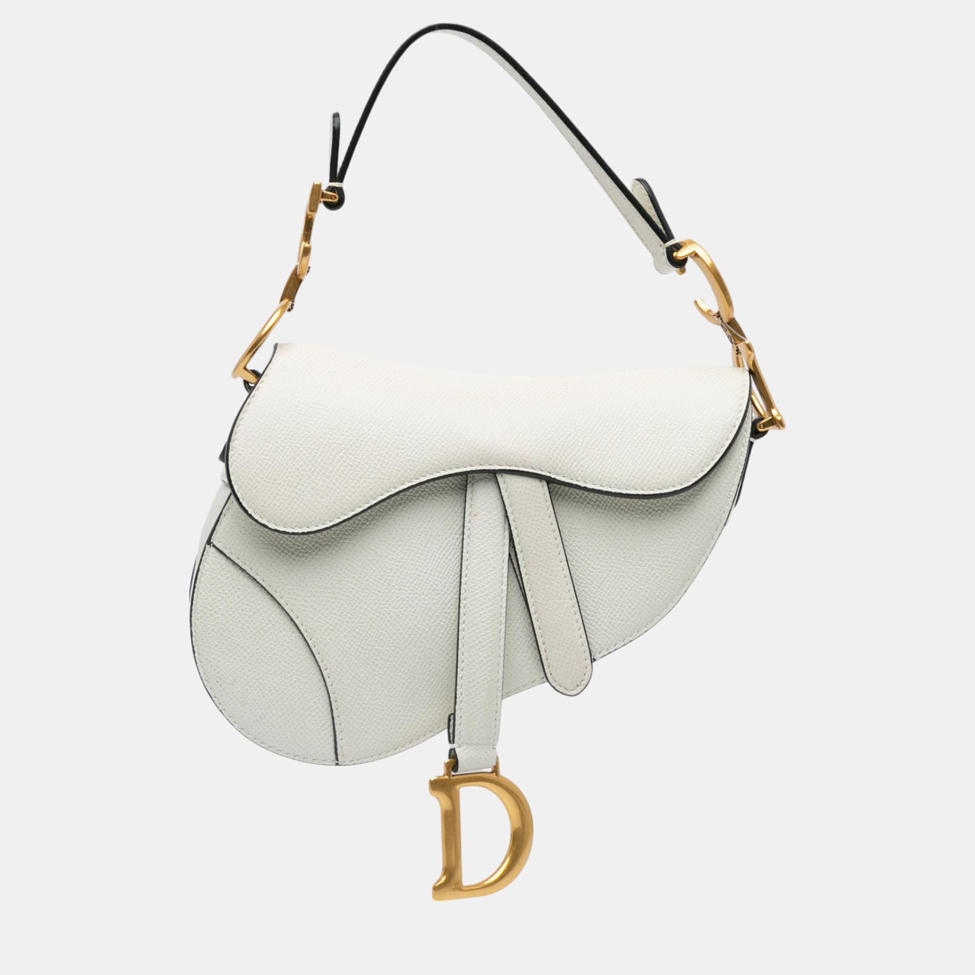 

Dior White Mini Leather Saddle Bag