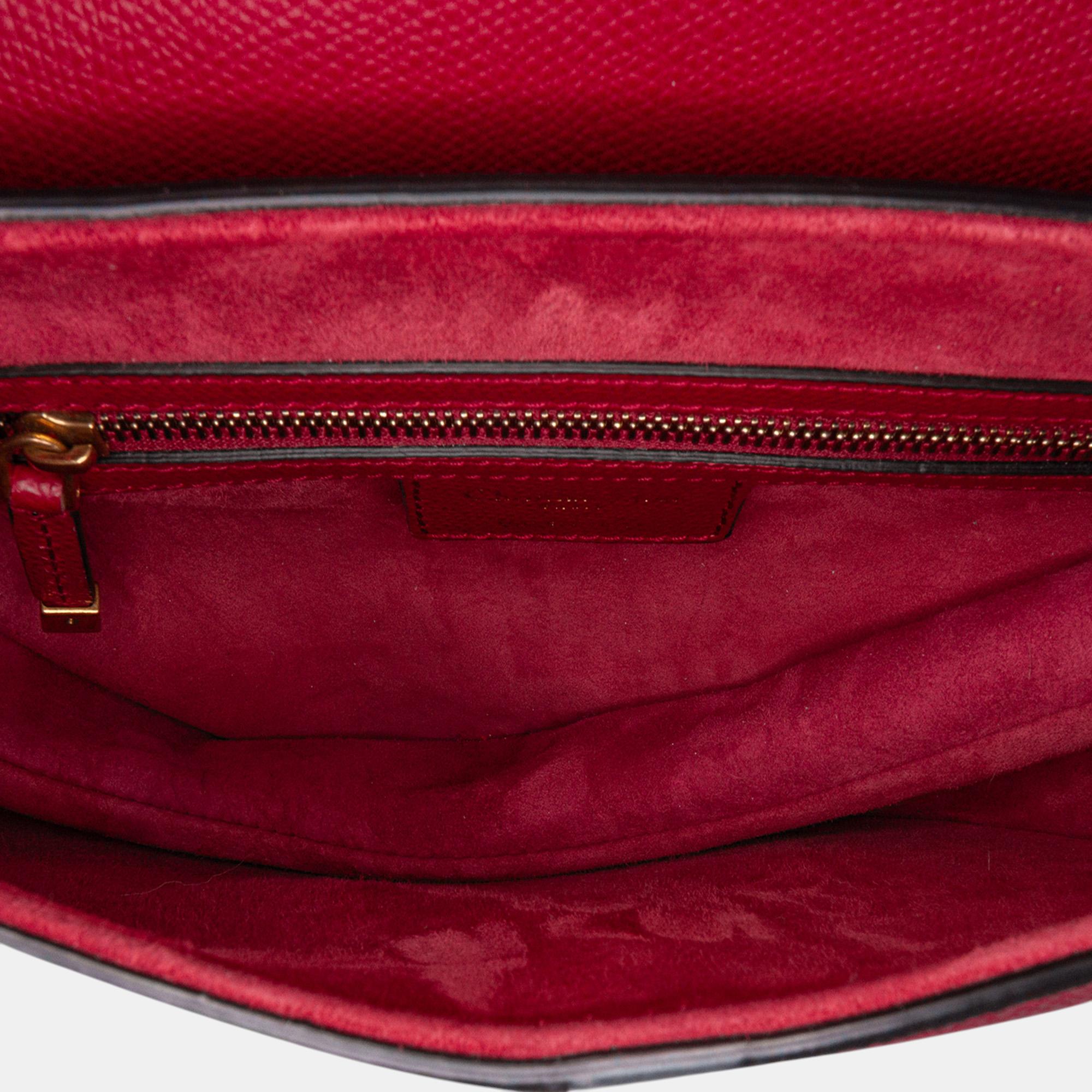 Dior Red Grained Calfskin Saddle Bag 