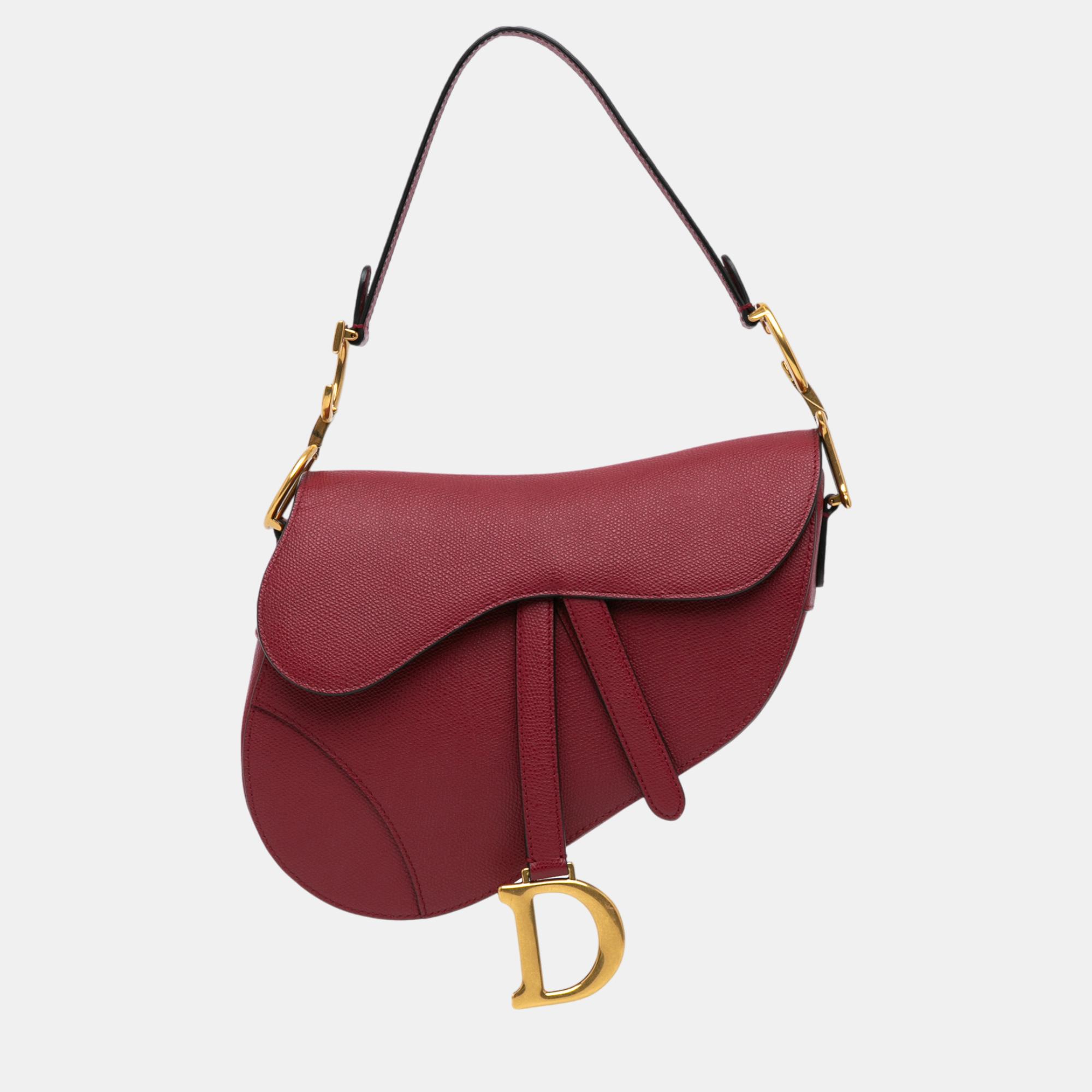 

Dior Red Grained Calfskin Saddle Bag