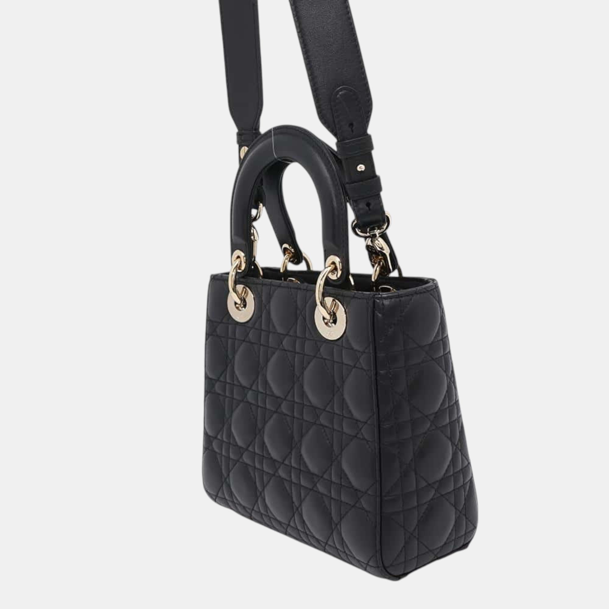 Dior black Cannage lambskin My ABCDior Lady Dior Small handbag 