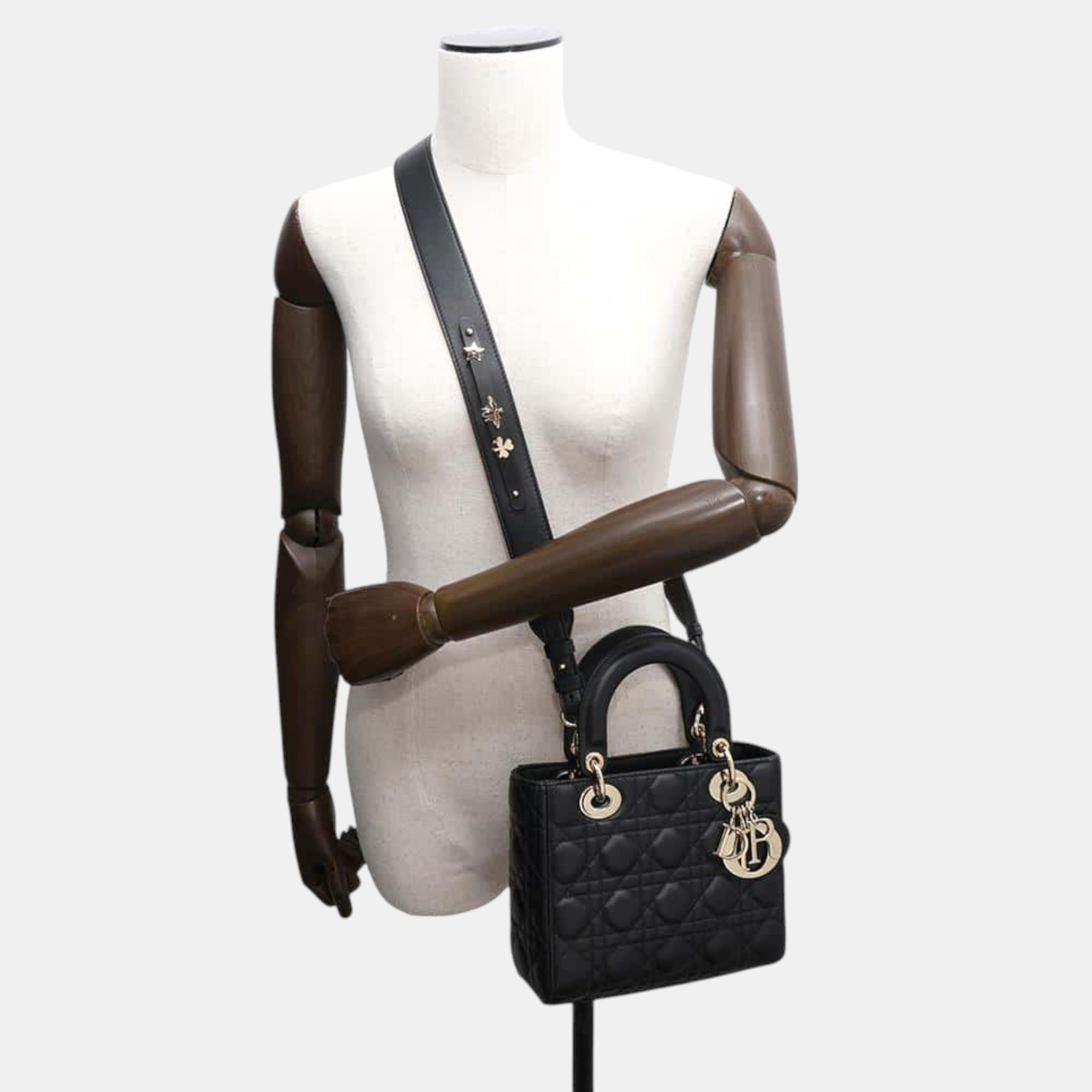 Dior black Cannage lambskin My ABCDior Lady Dior Small handbag 