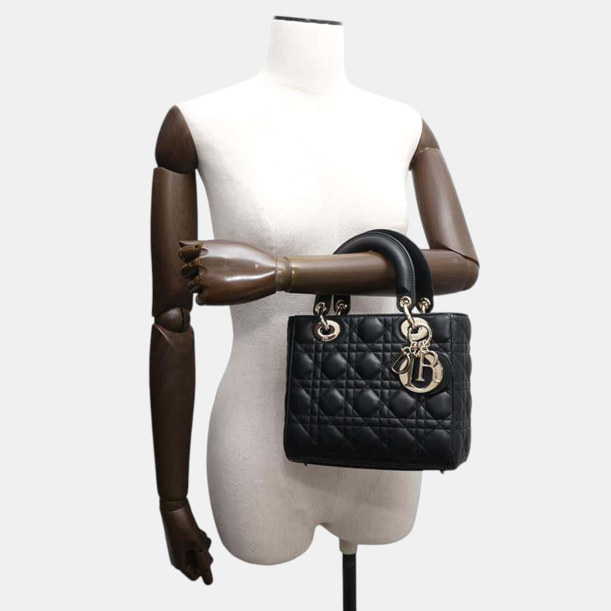 Dior black Cannage lambskin My ABCDior Lady Dior Small handbag 