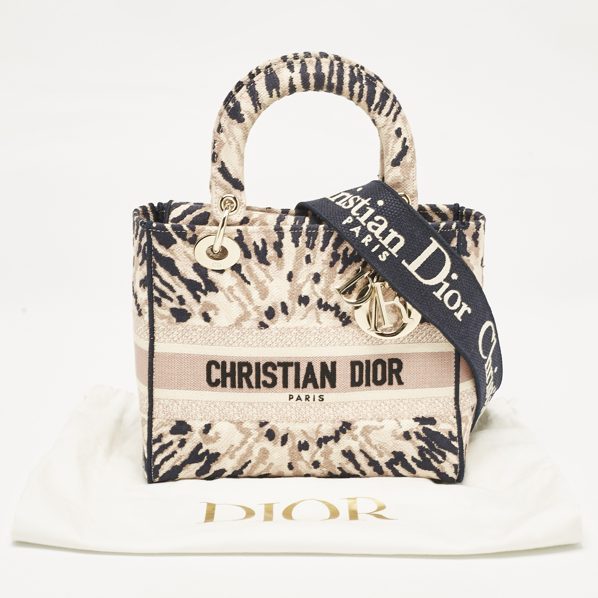 Dior Multicolor Canvas Medium Tie Dye Embroidered Lady D-Lite Tote 