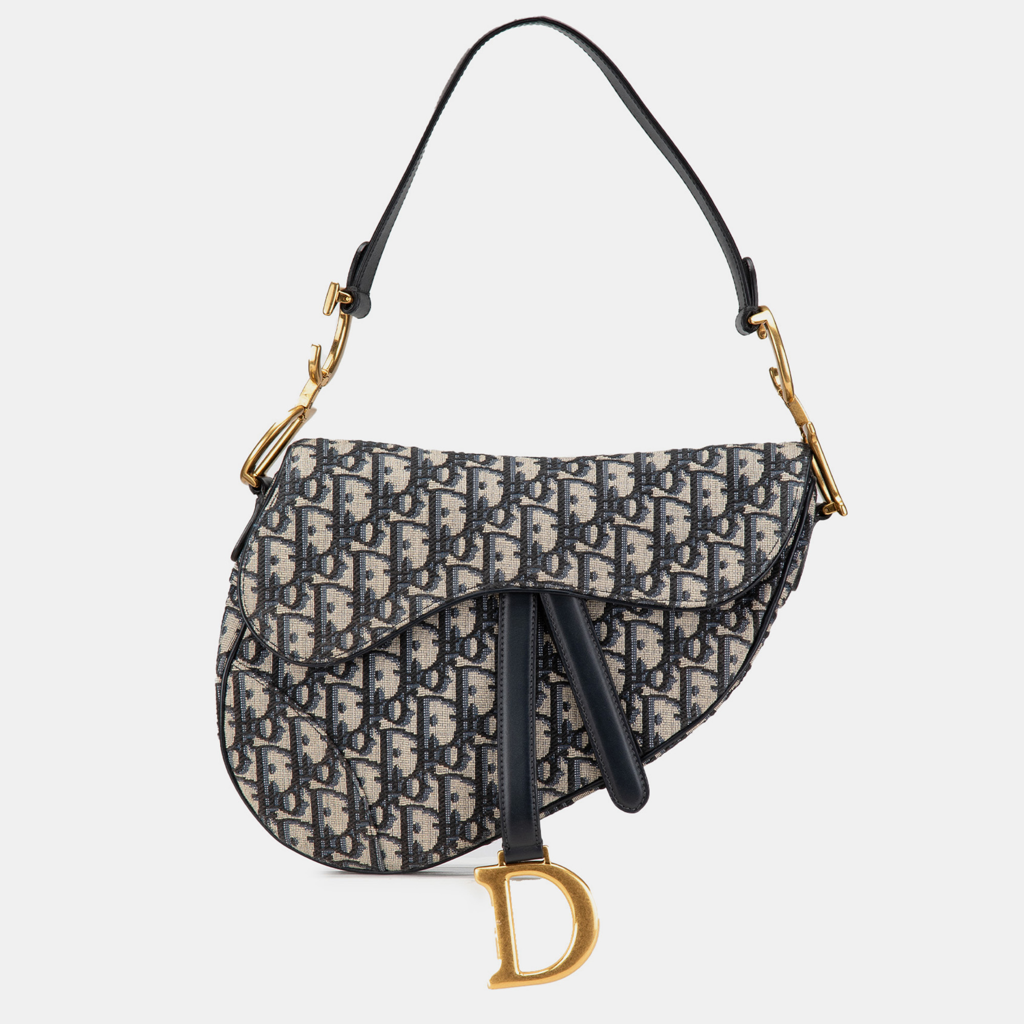 

Dior Navy Blue Oblique Canvas Saddle Bag