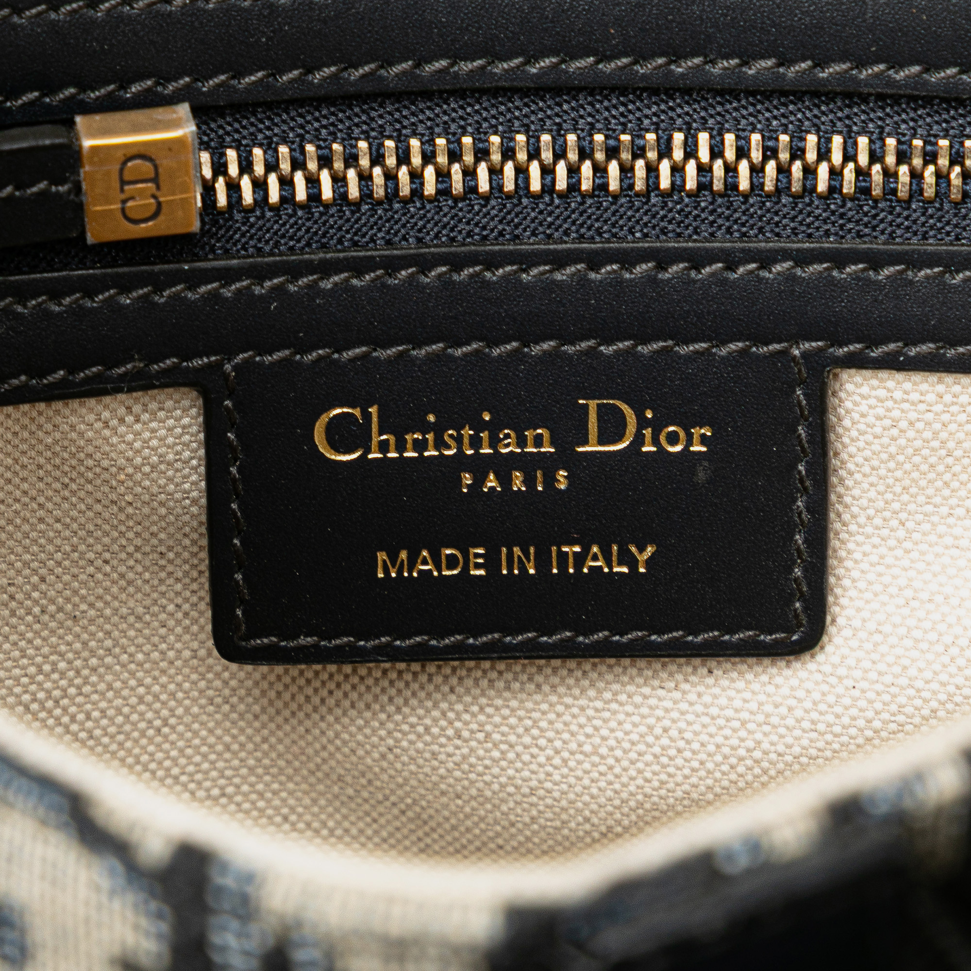 Dior Navy Blue Oblique Canvas Saddle Bag 