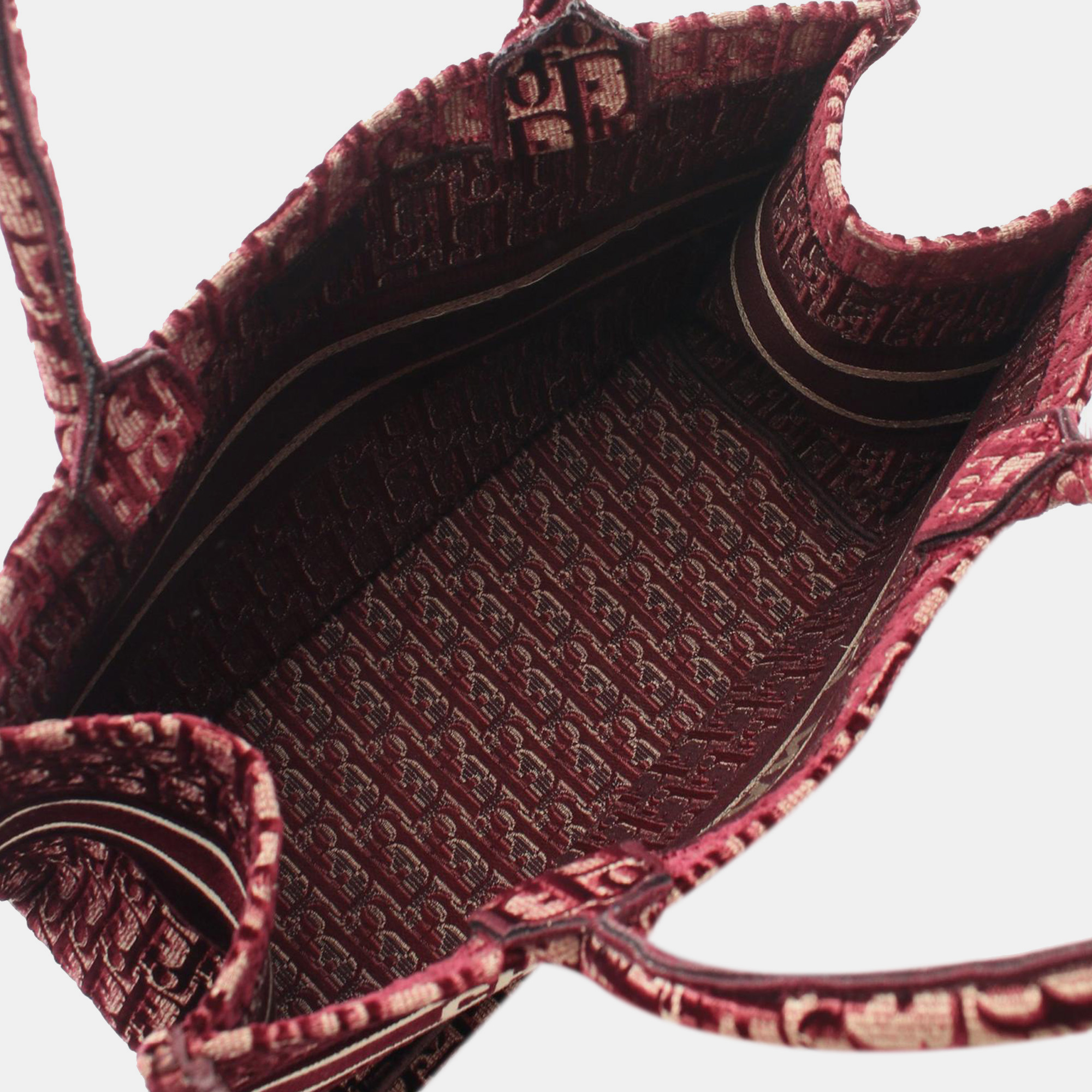 Dior Red Medium Oblique Embroidered Velvet Book Tote 