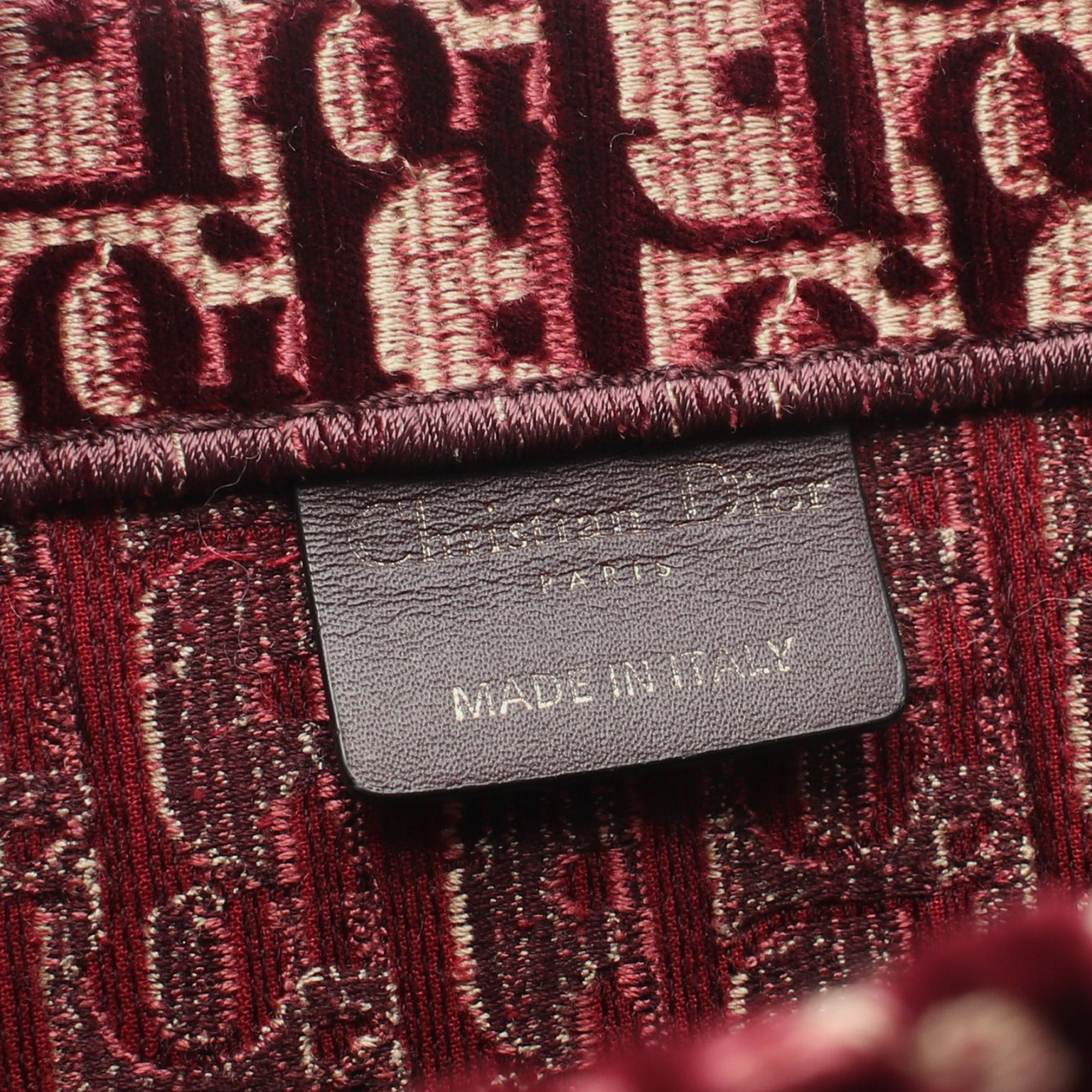 Dior Red Medium Oblique Embroidered Velvet Book Tote 