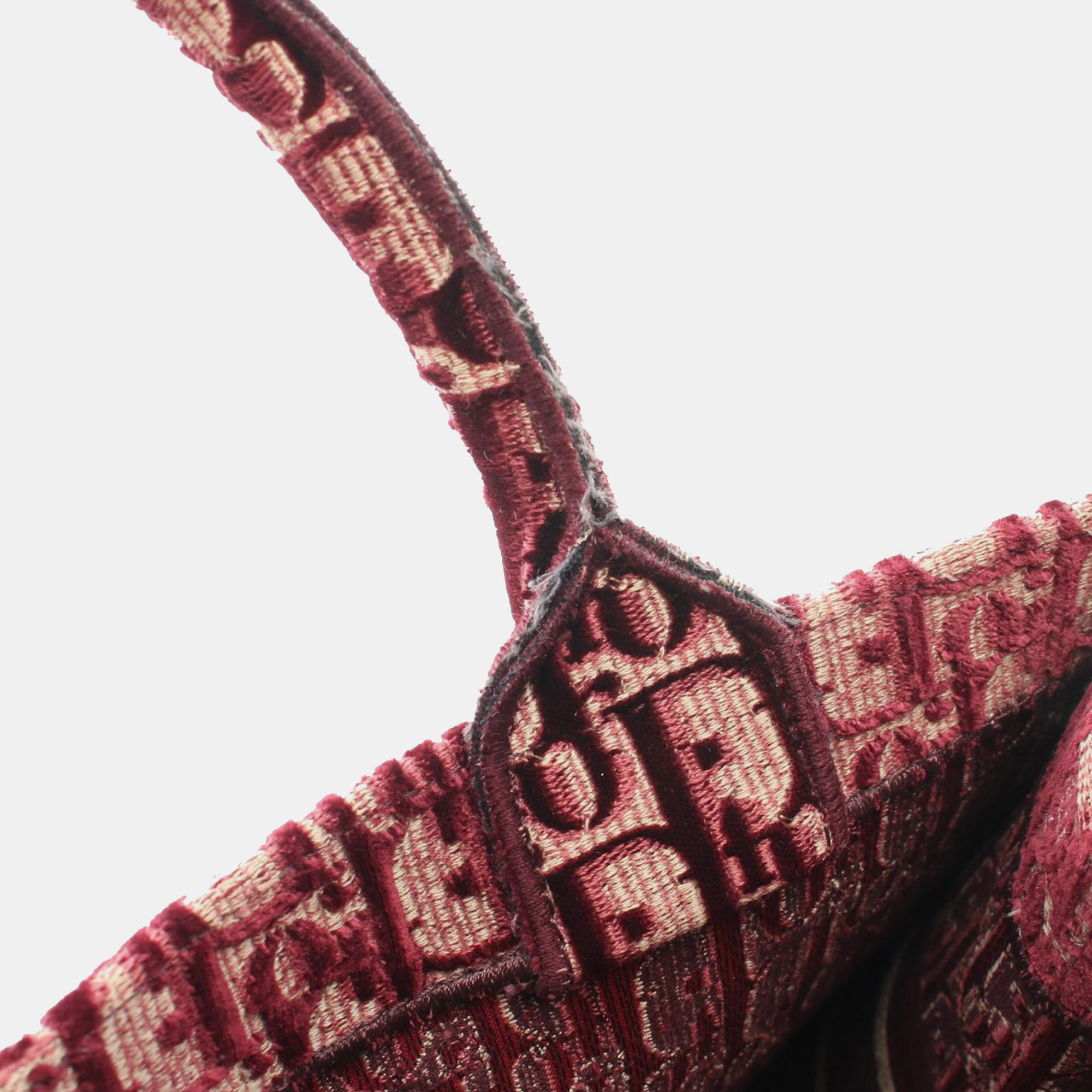 Dior Red Medium Oblique Embroidered Velvet Book Tote 