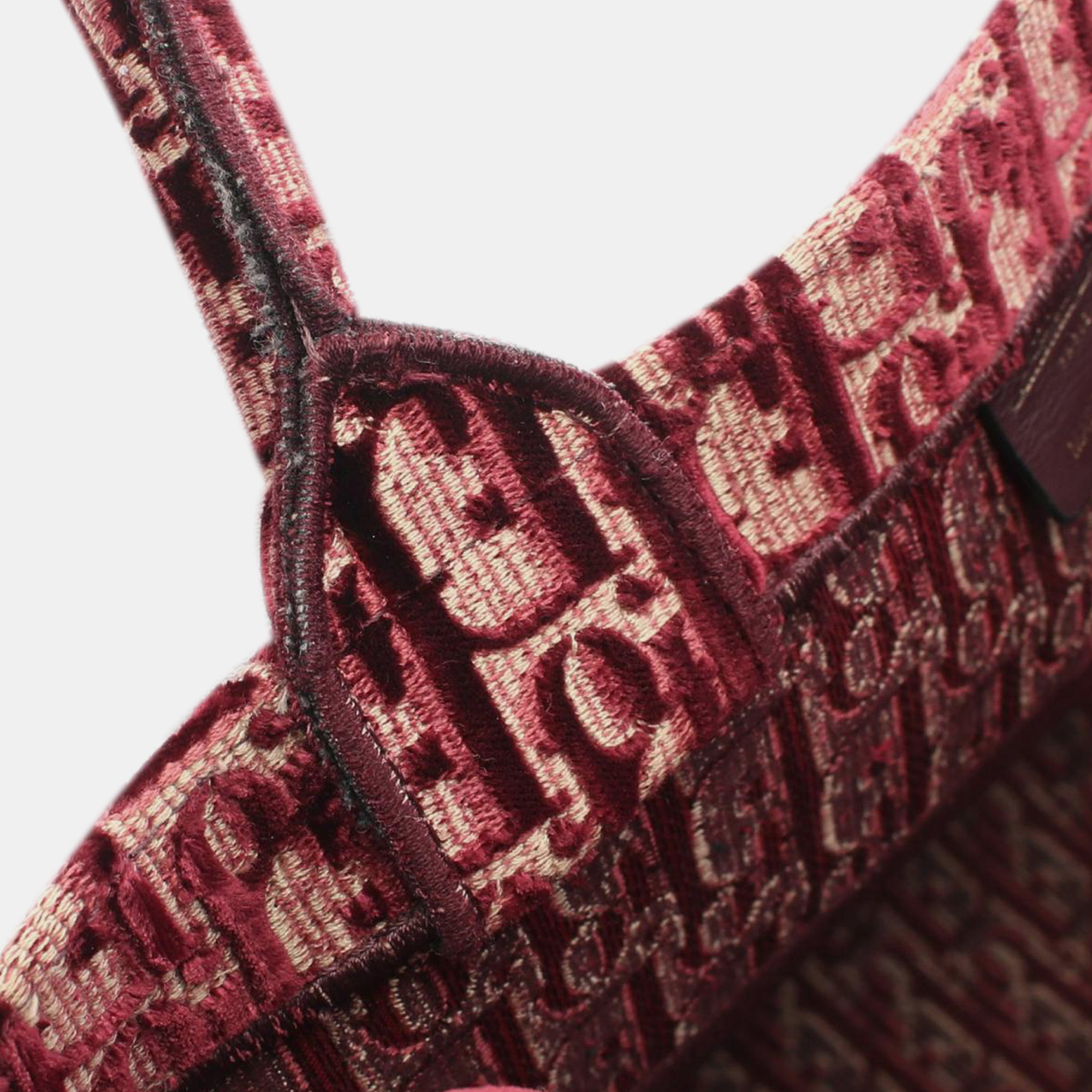 Dior Red Medium Oblique Embroidered Velvet Book Tote 