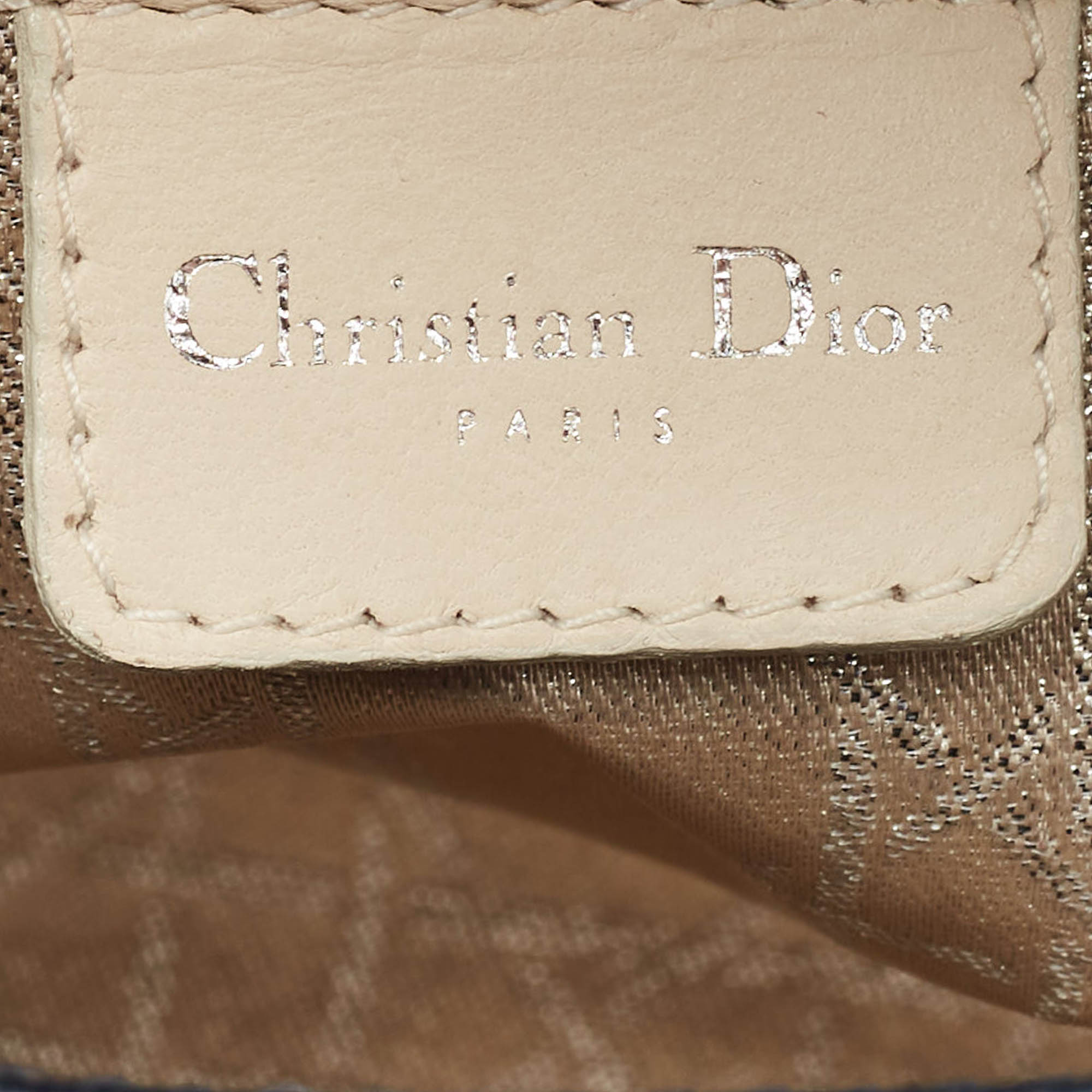 Dior Navy Blue Cannage Satin Mini Crystal Embellished Lady Dior Tote 