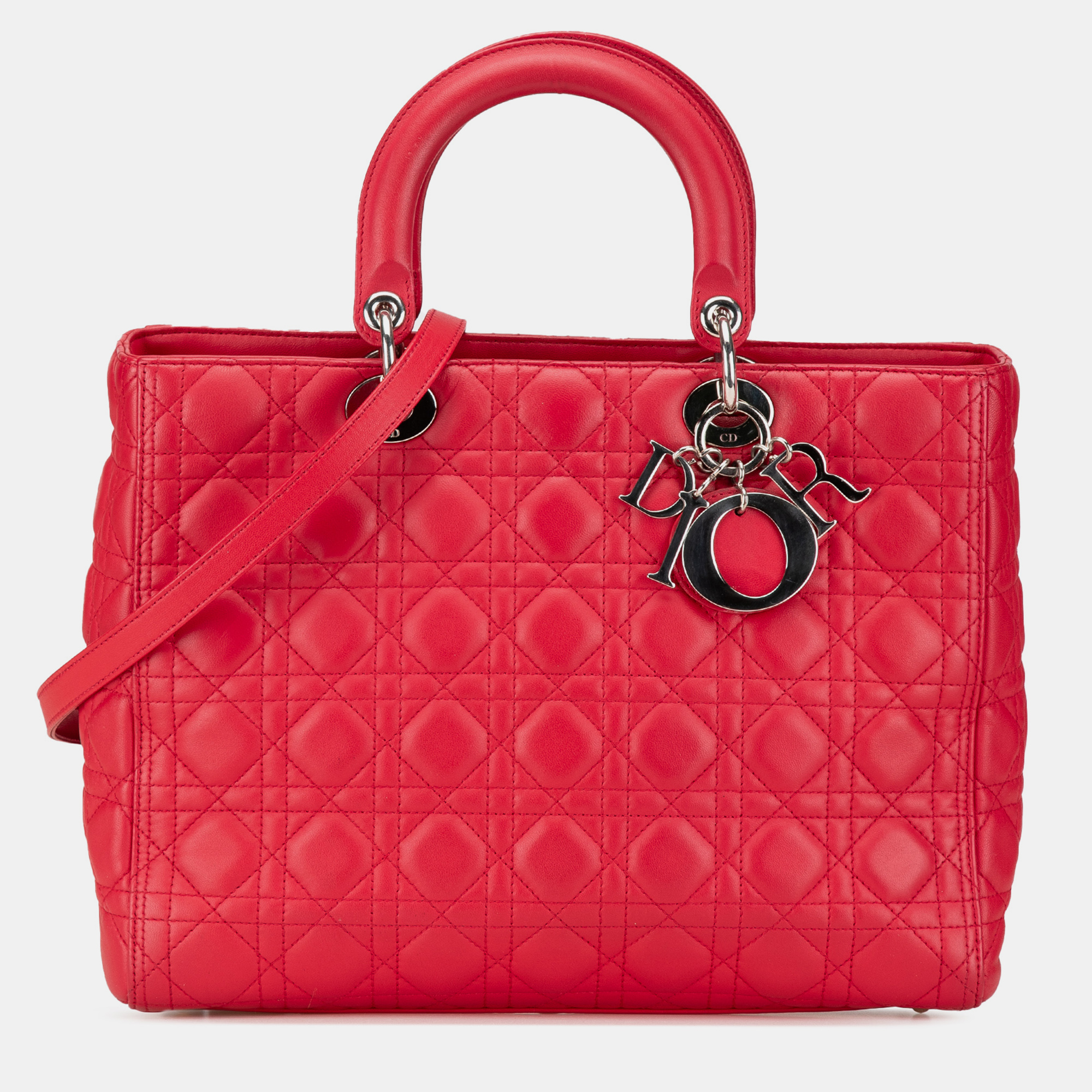 

Dior Red Large Lambskin Cannage Lady Dior