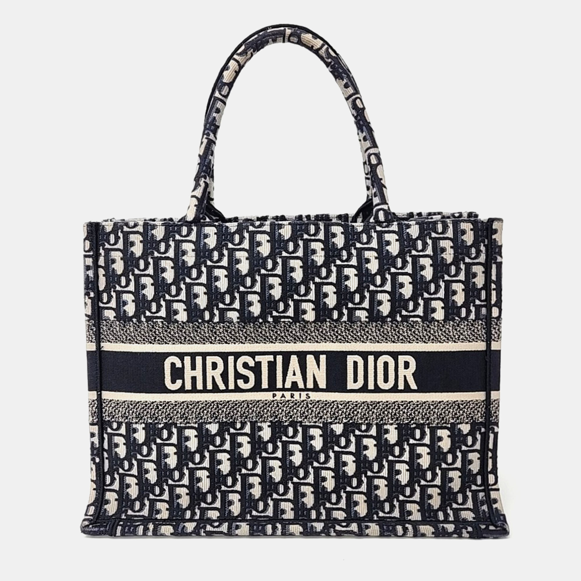 

Dior Navy Blue Fabric Oblique Book Tote Bag