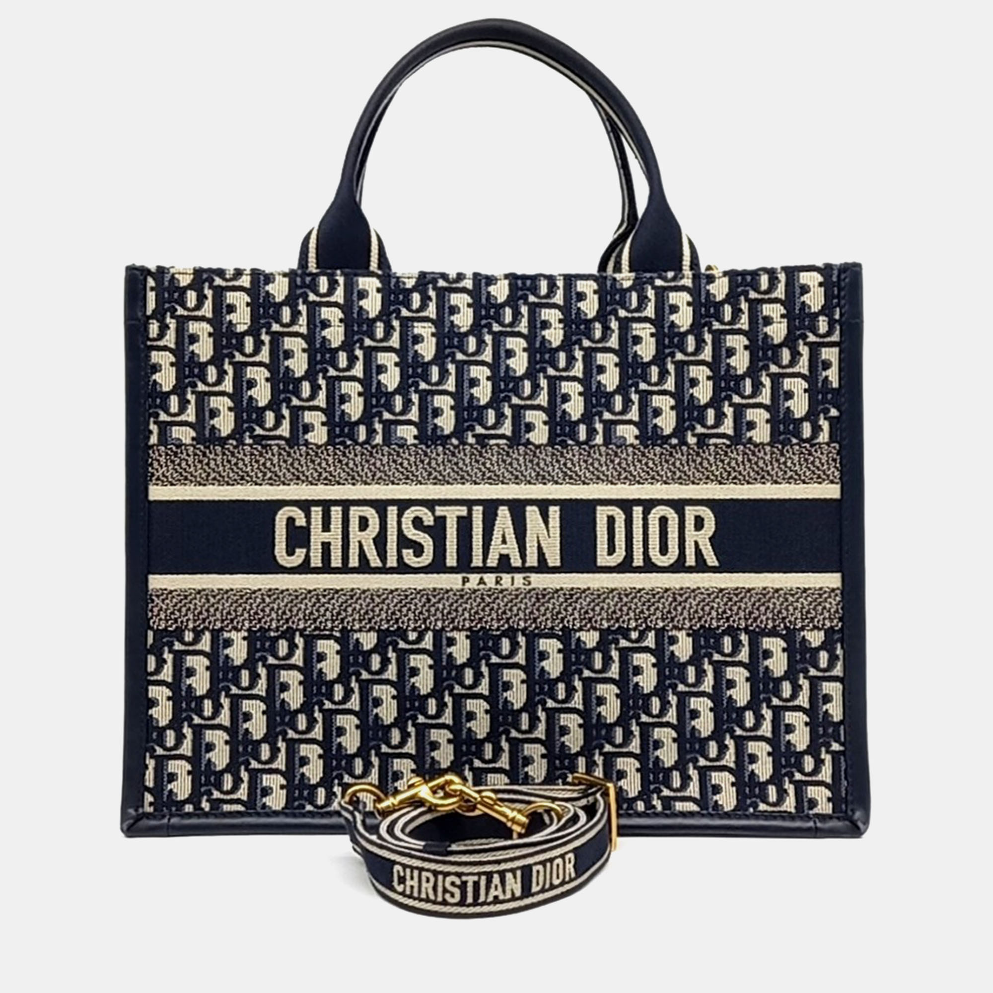 

Dior Navy Blue Fabric Oblique Book Tote Medium Bag