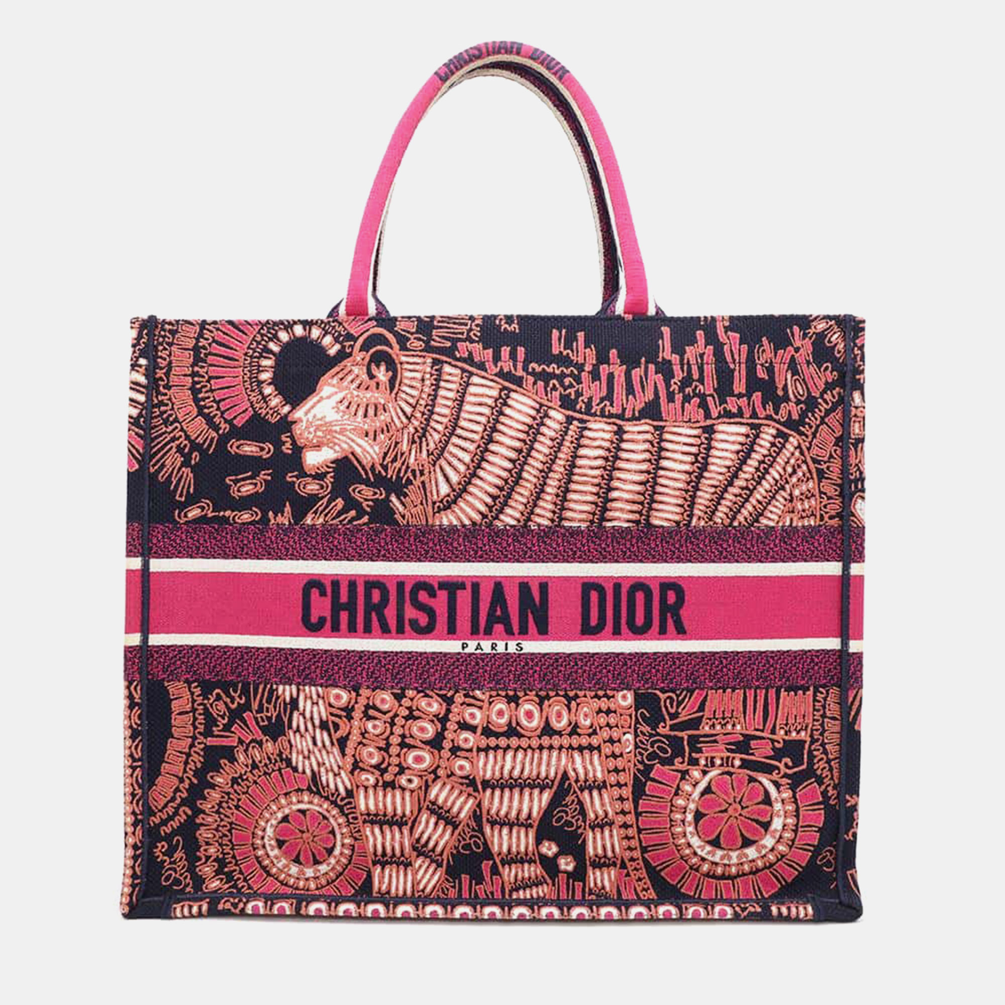 

Dior Pink Emboidered Canvas Large Book Tote Bag