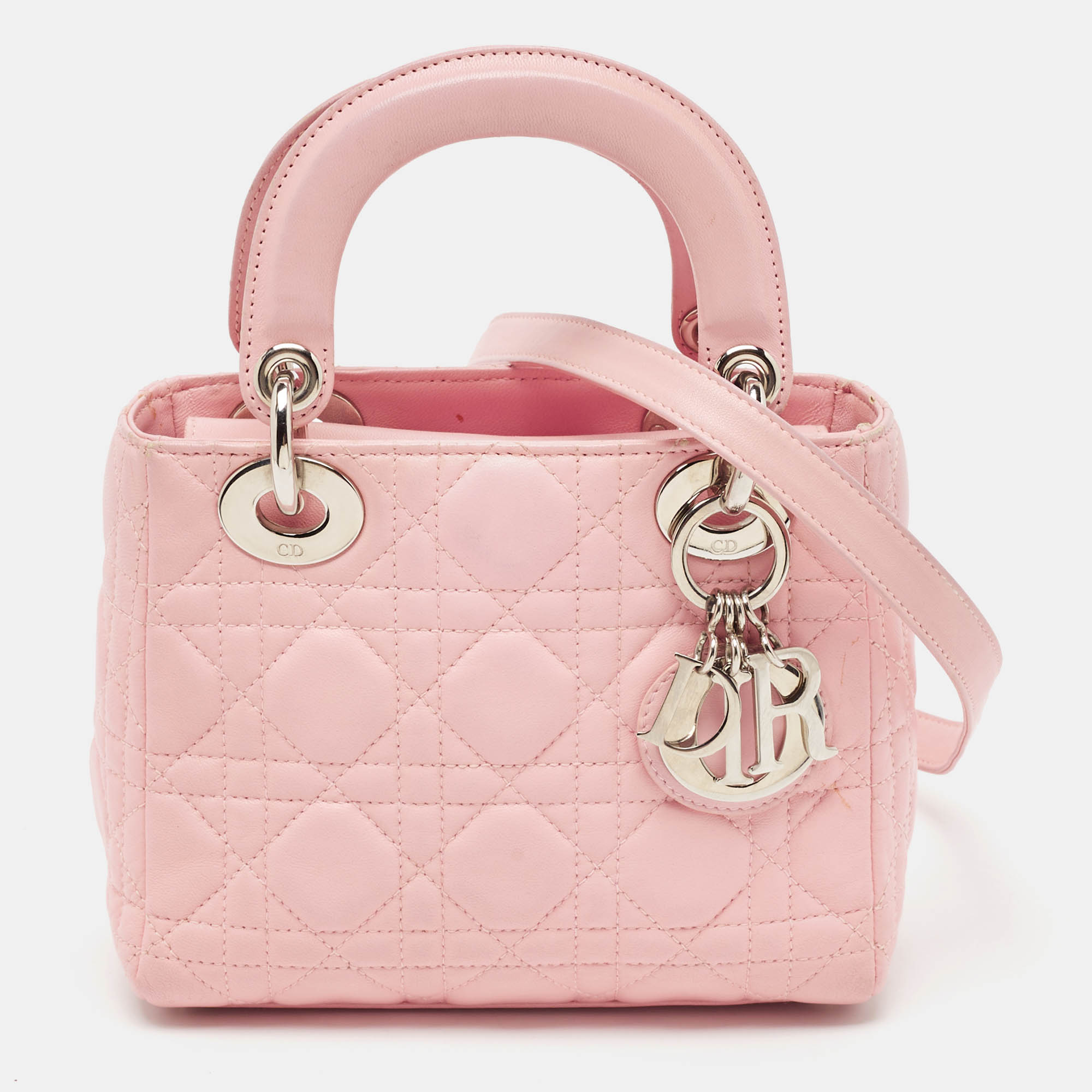 

Dior Pink Cannage Leather Mini Lady Dior Tote