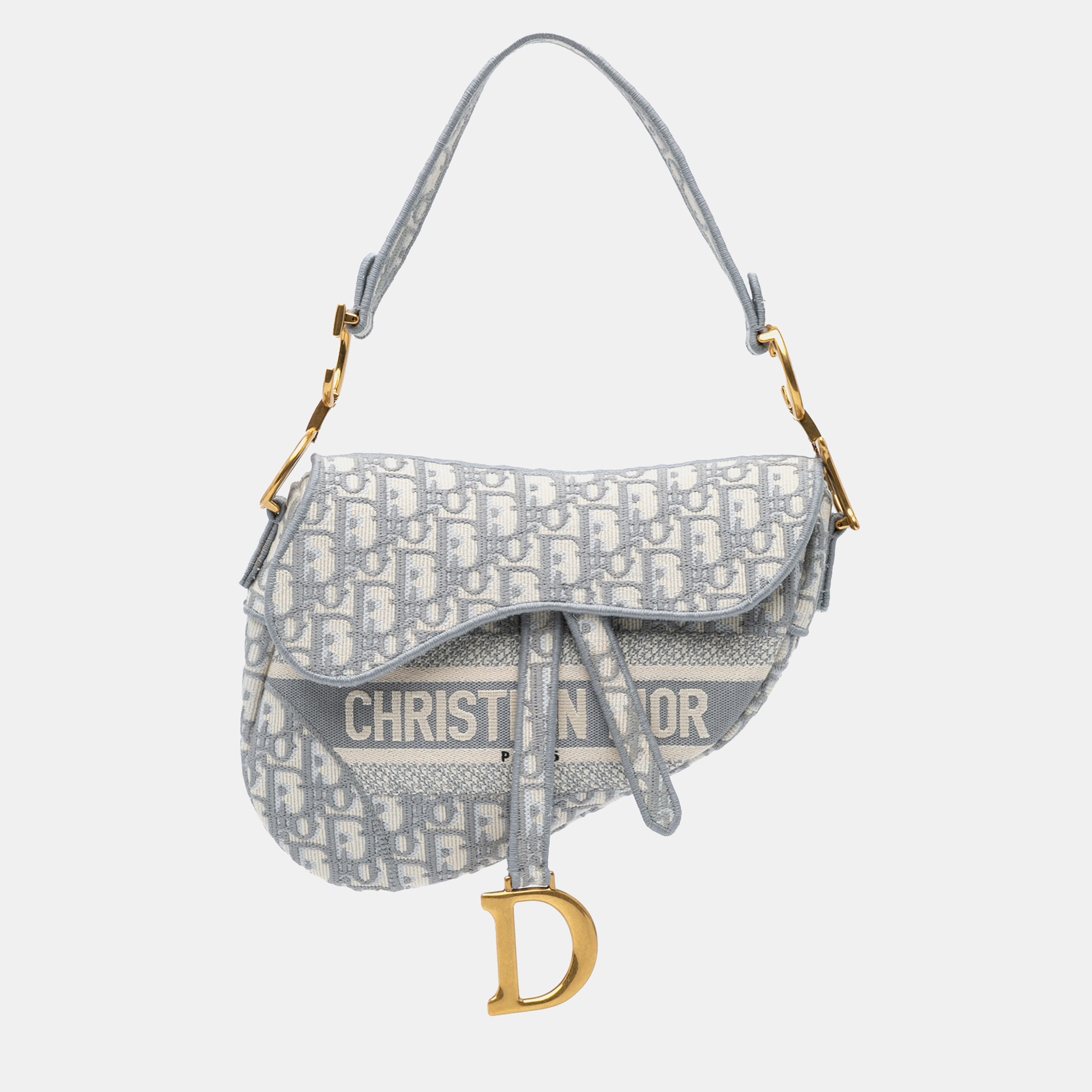 

Dior Grey Oblique Embroidered Canvas Saddle Bag