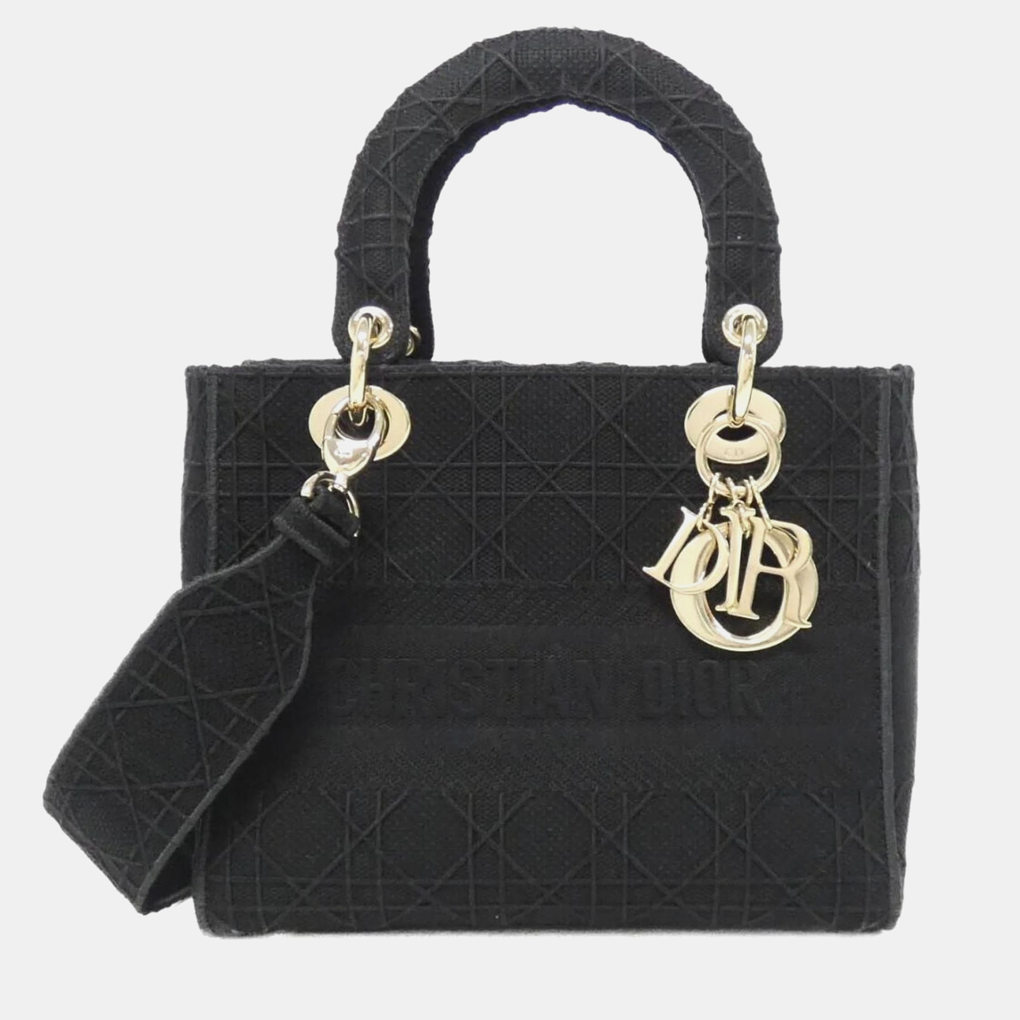 

Dior Black Canvas Lady D-Lite Medium Handbag