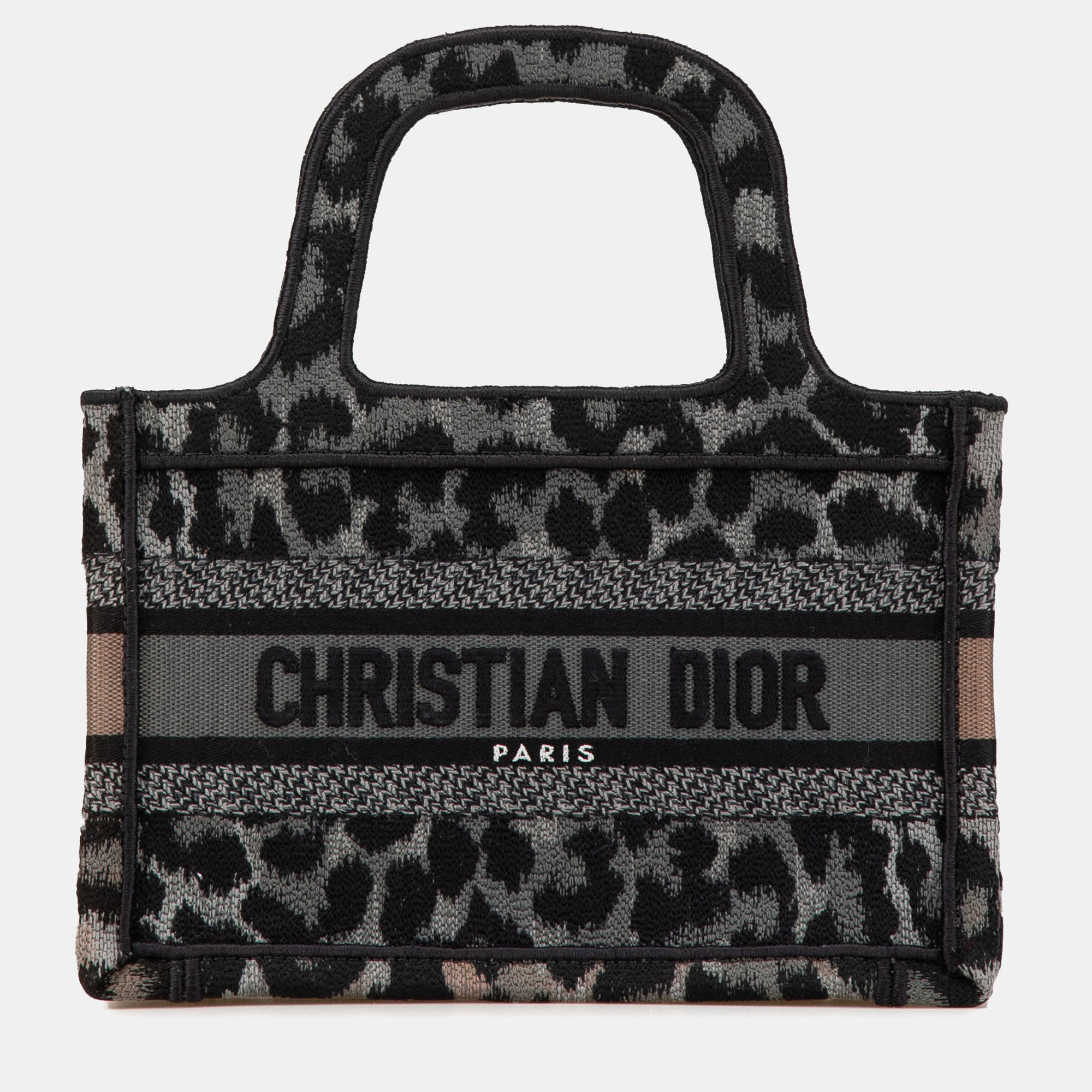 

Dior Grey Mizza Mini Embroidered Canvas Leopard Book Tote