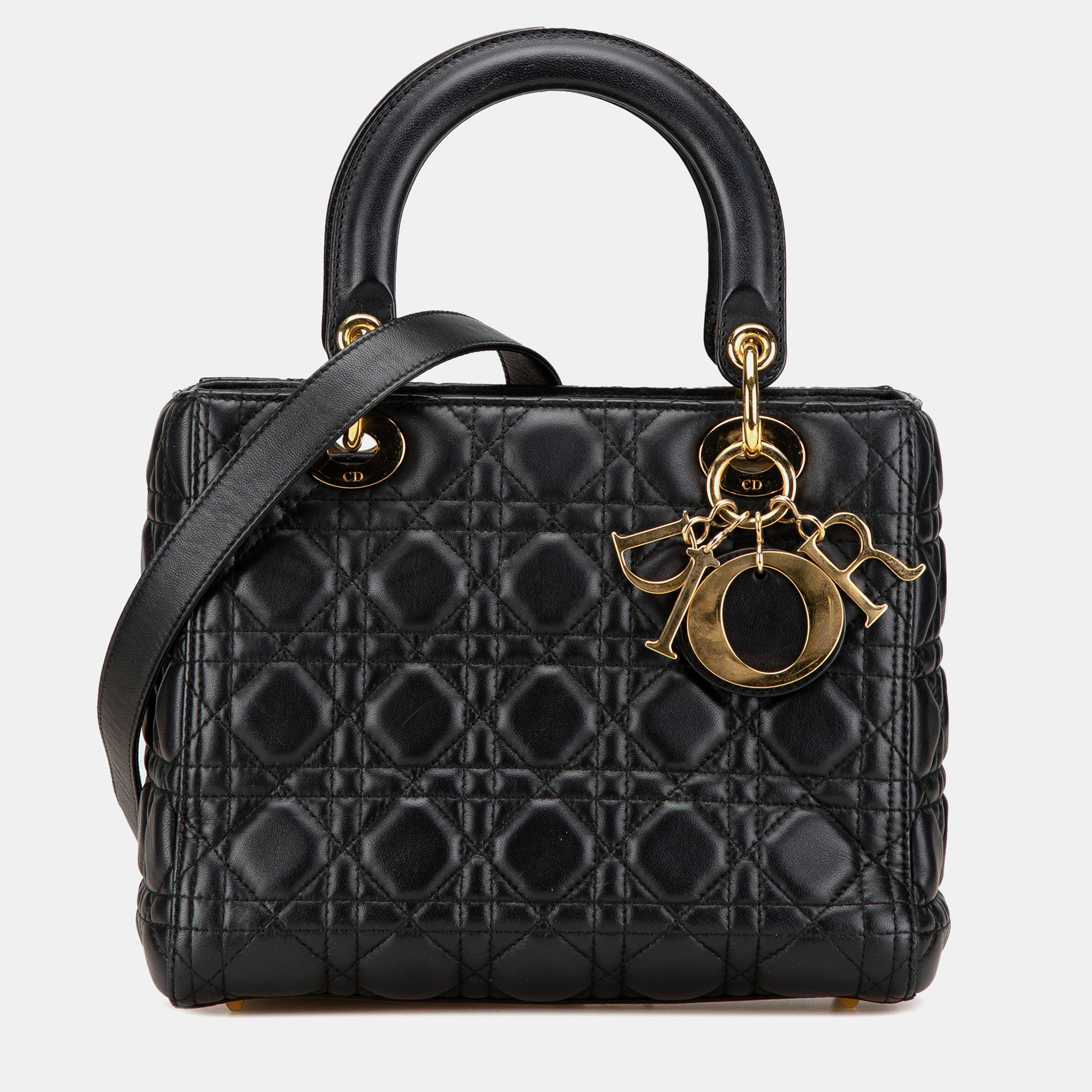 

Dior Black Medium Lambskin Cannage Lady Dior