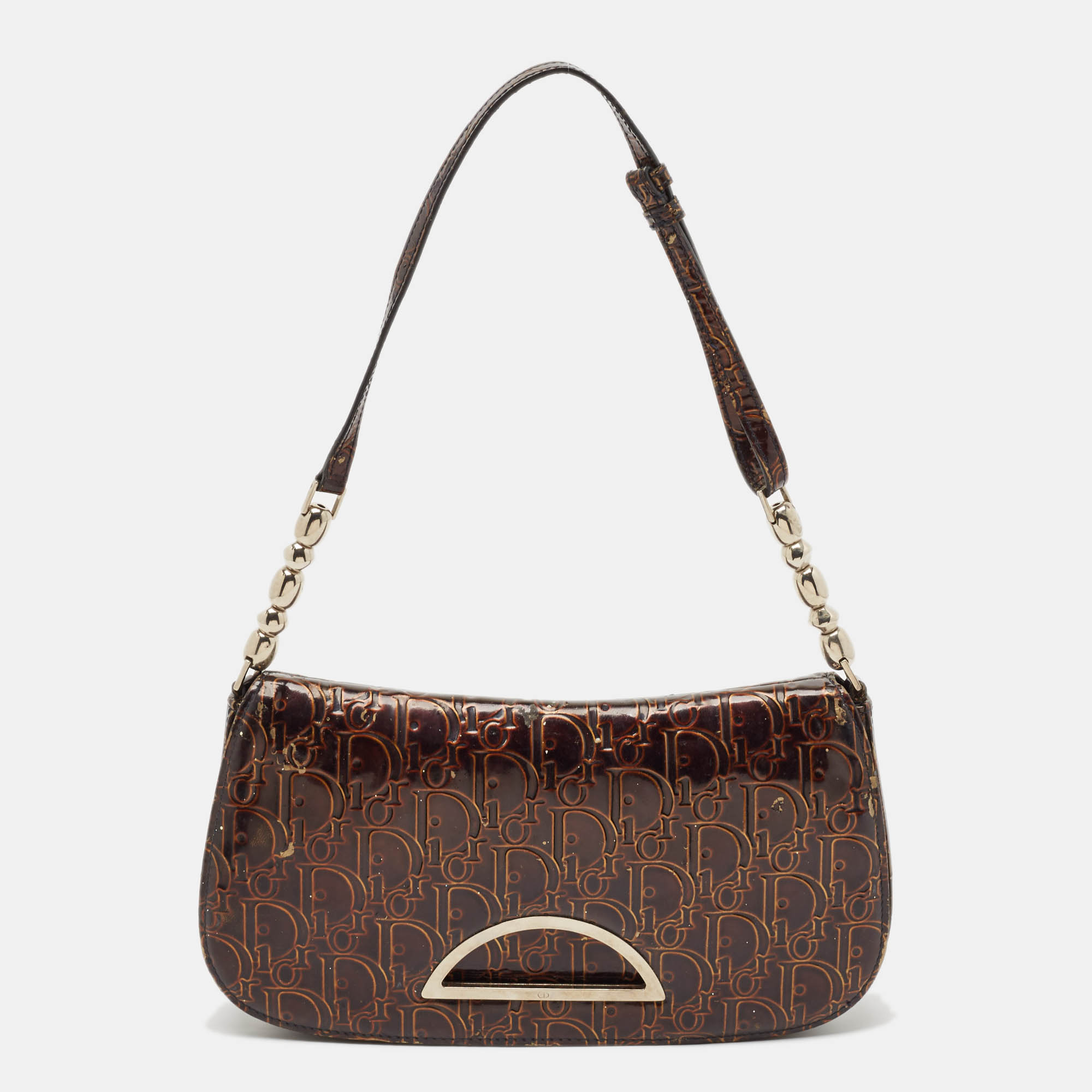 

Dior Brown Diorissimo Patent Leather Malice Hobo