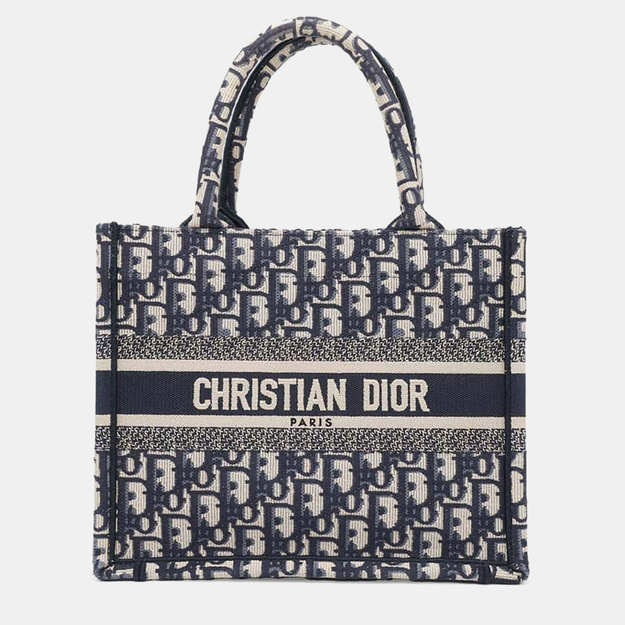 

Dior Navy Canvas Book Tote Size Small, Navy blue