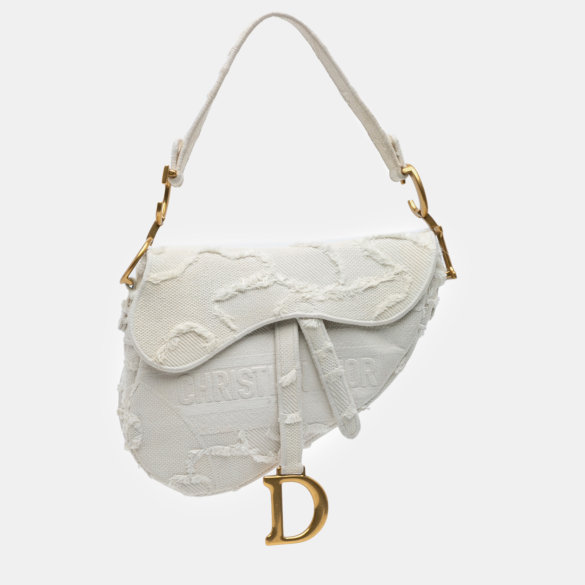 

Dior White Embroidered Canvas Camouflage Saddle Bag