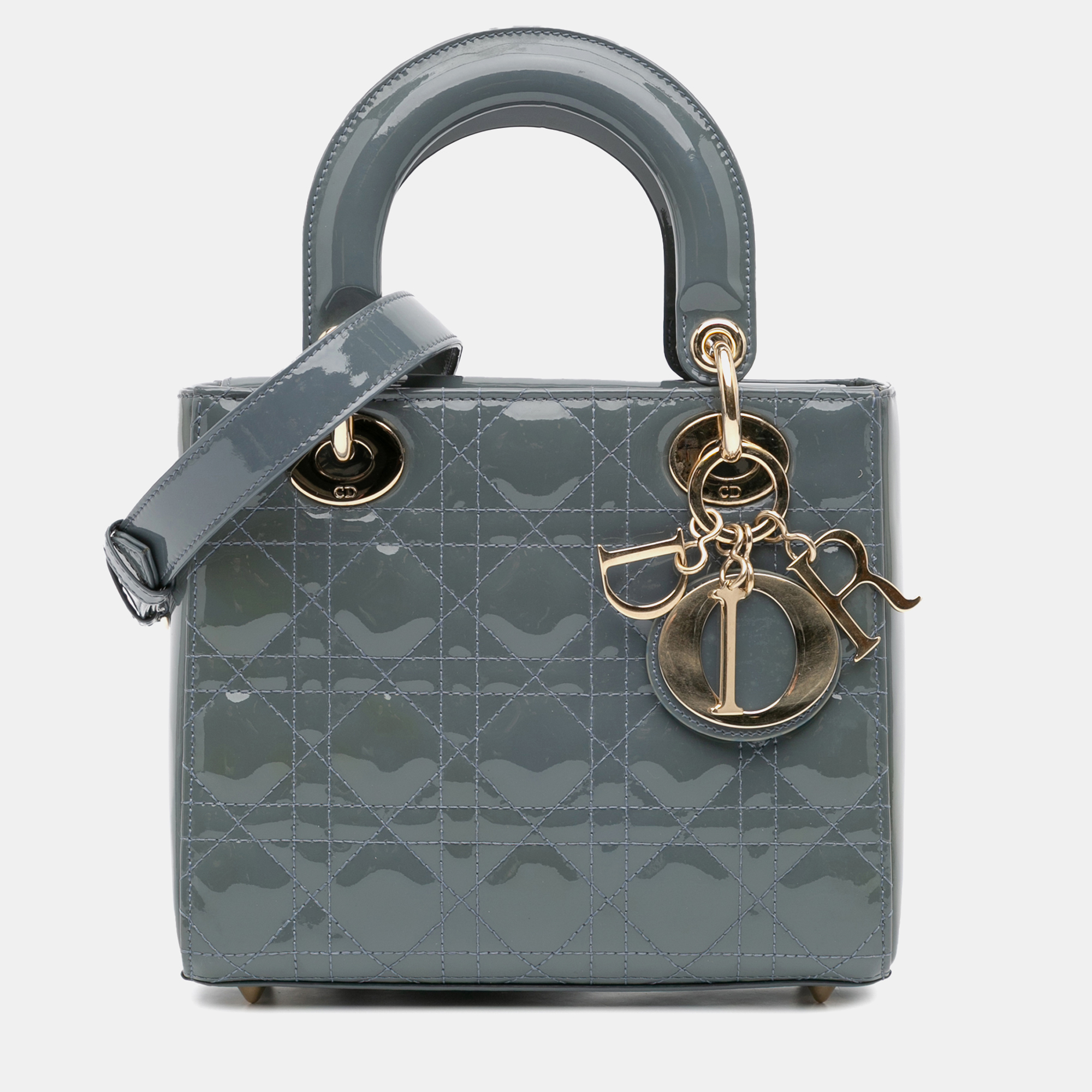 

Dior Grey Small Patent Cannage Lady Dior